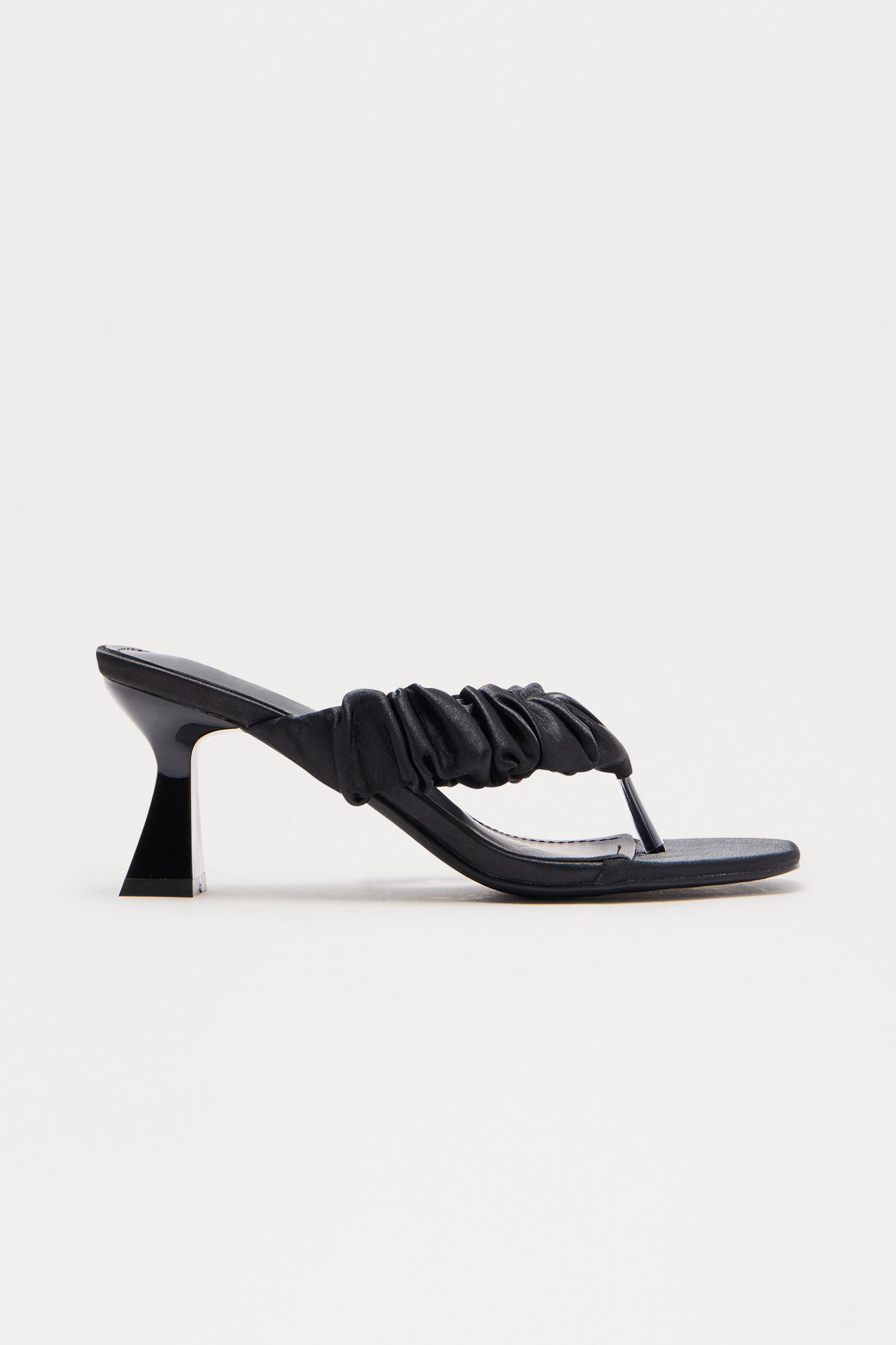 Sandrine Satin Thong Heels - Black