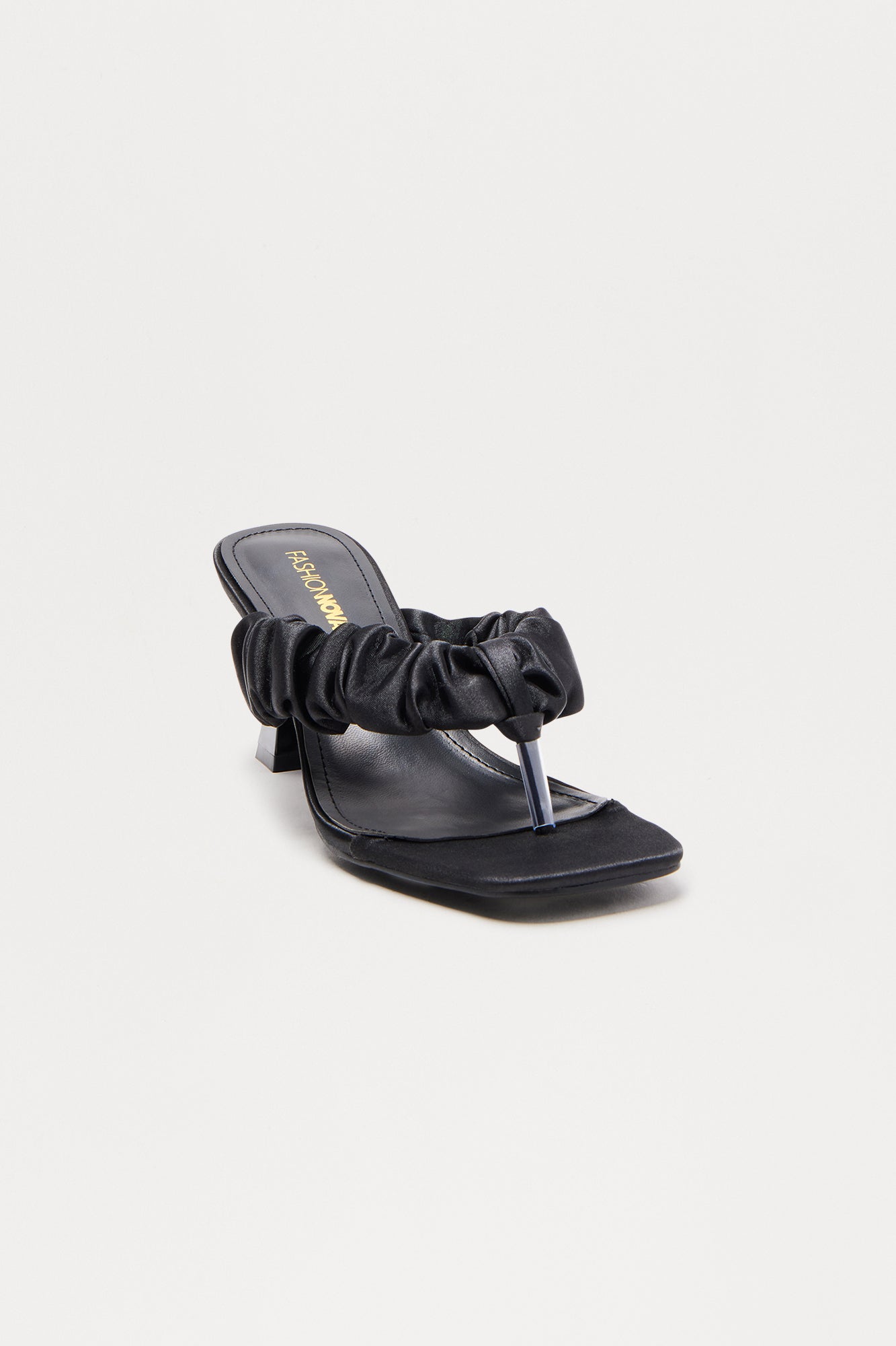 Sandrine Satin Thong Heels - Black