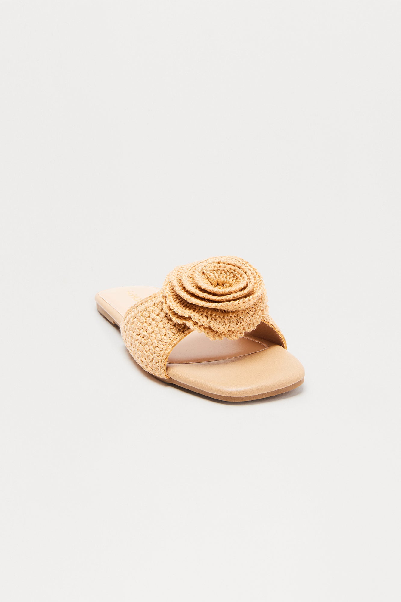 Truth Crochet Flower Slip on Sandals - Tan