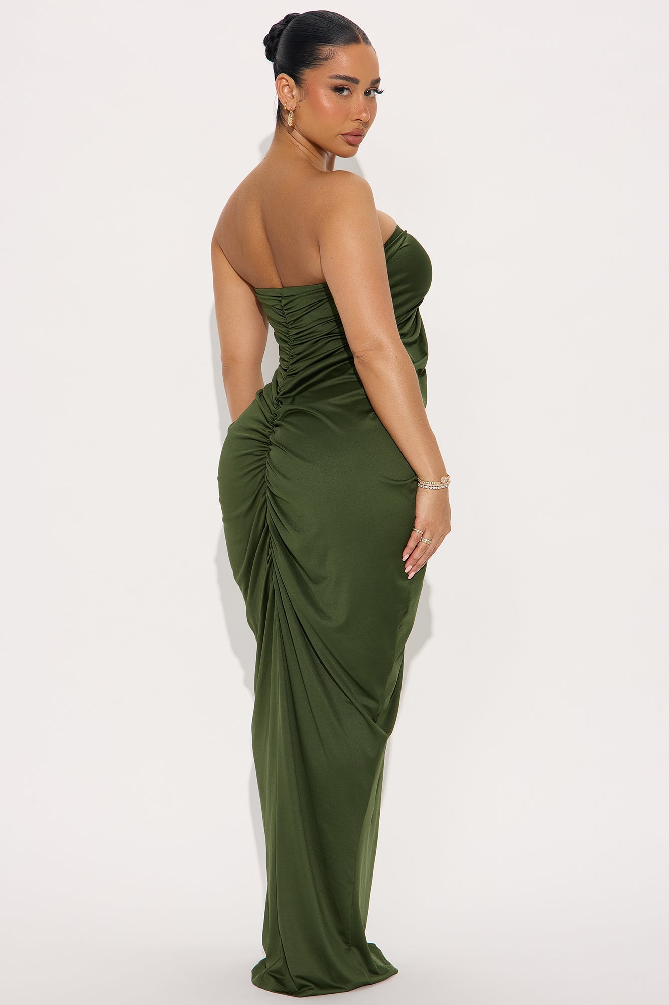 Noelle Strapless Maxi Dress - Olive