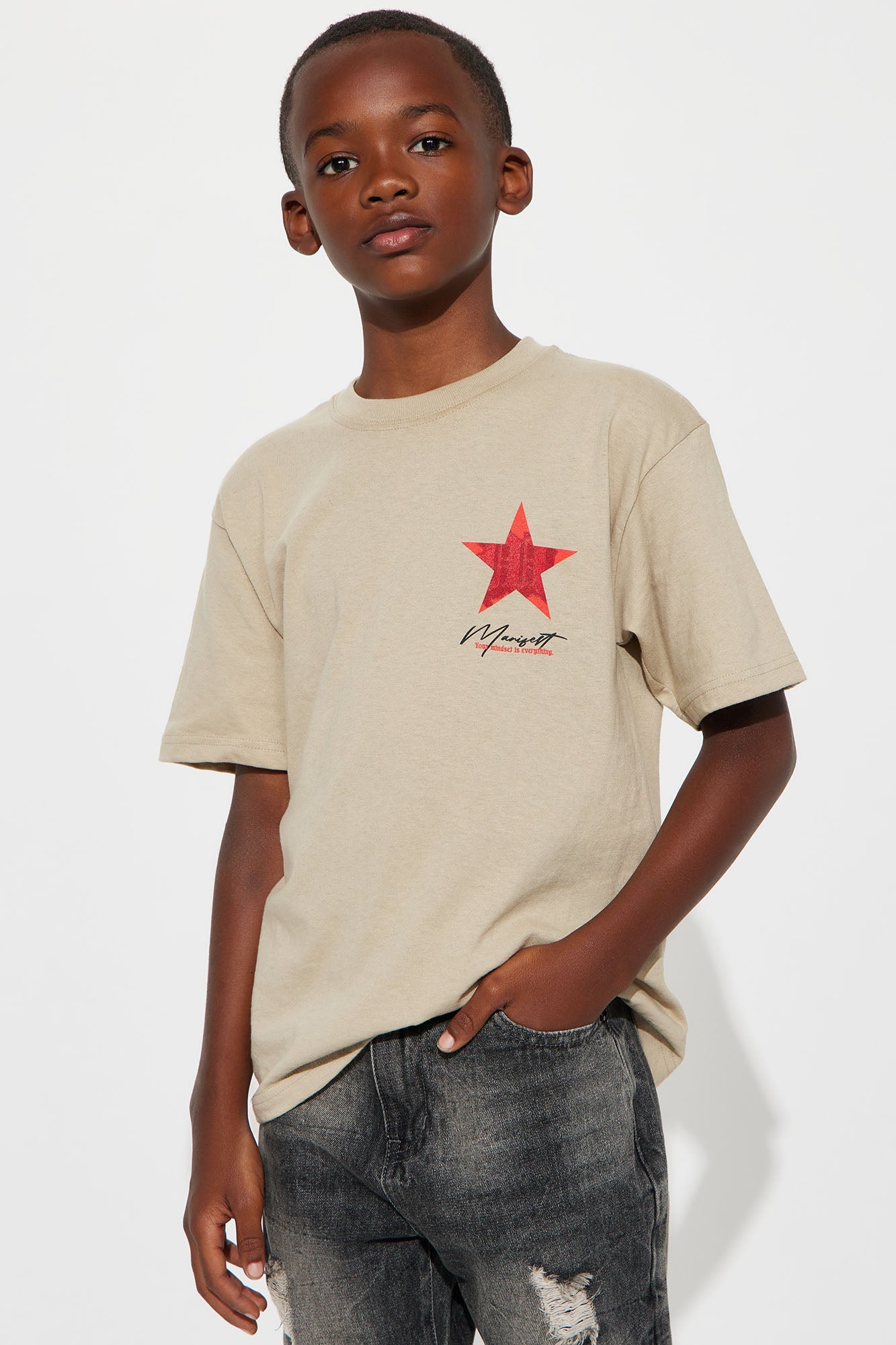 Mini Manifest Your Best Short Sleeve Front/Back Tee - Sand