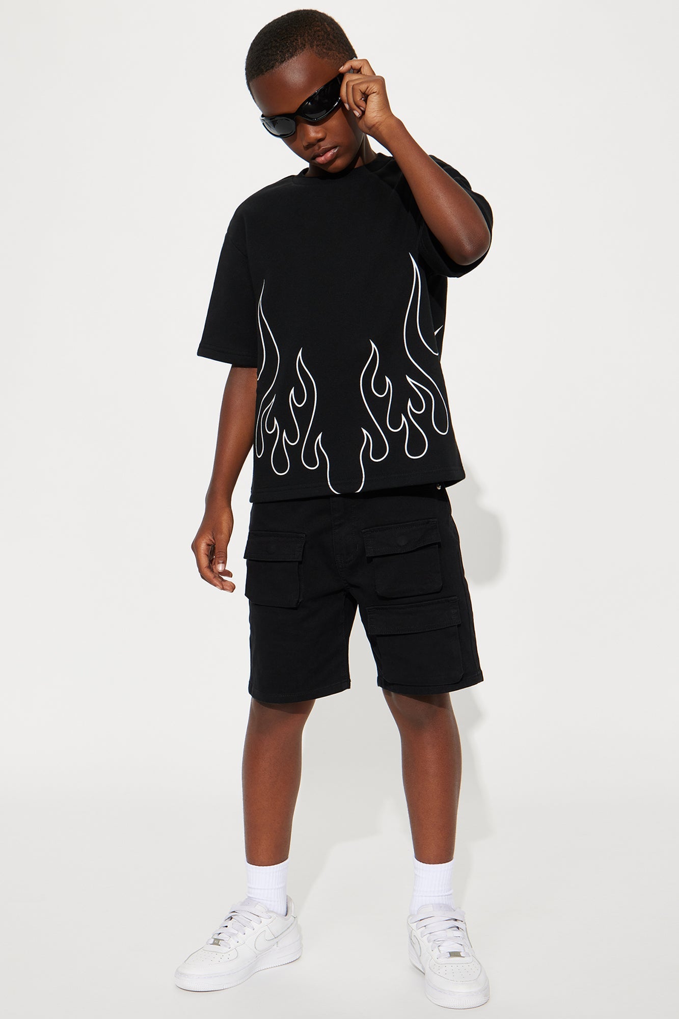 Mini Tyson Chase Flame Oversized Short Sleeve Tee - Black/combo