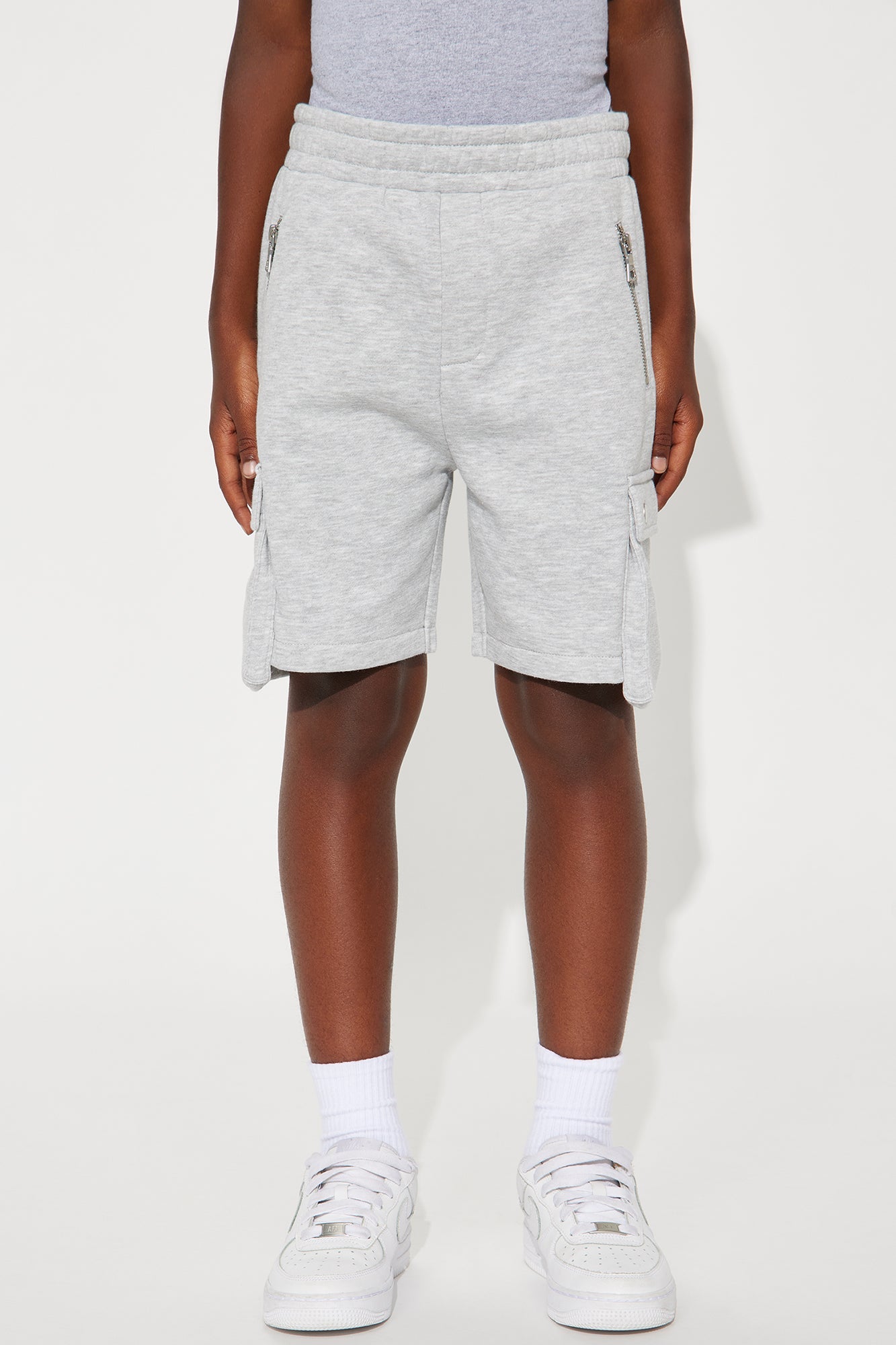 Mini Tyson Secure Cargo Relaxed Shorts - Heather Grey