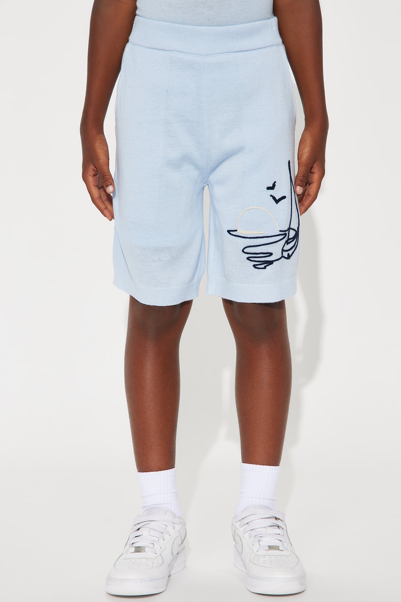 Mini Finley Knitted Shorts - Light Blue