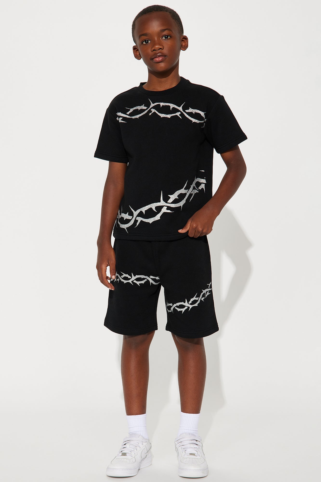 Mini Tyson Barbed Wire Relaxed Shorts - Black