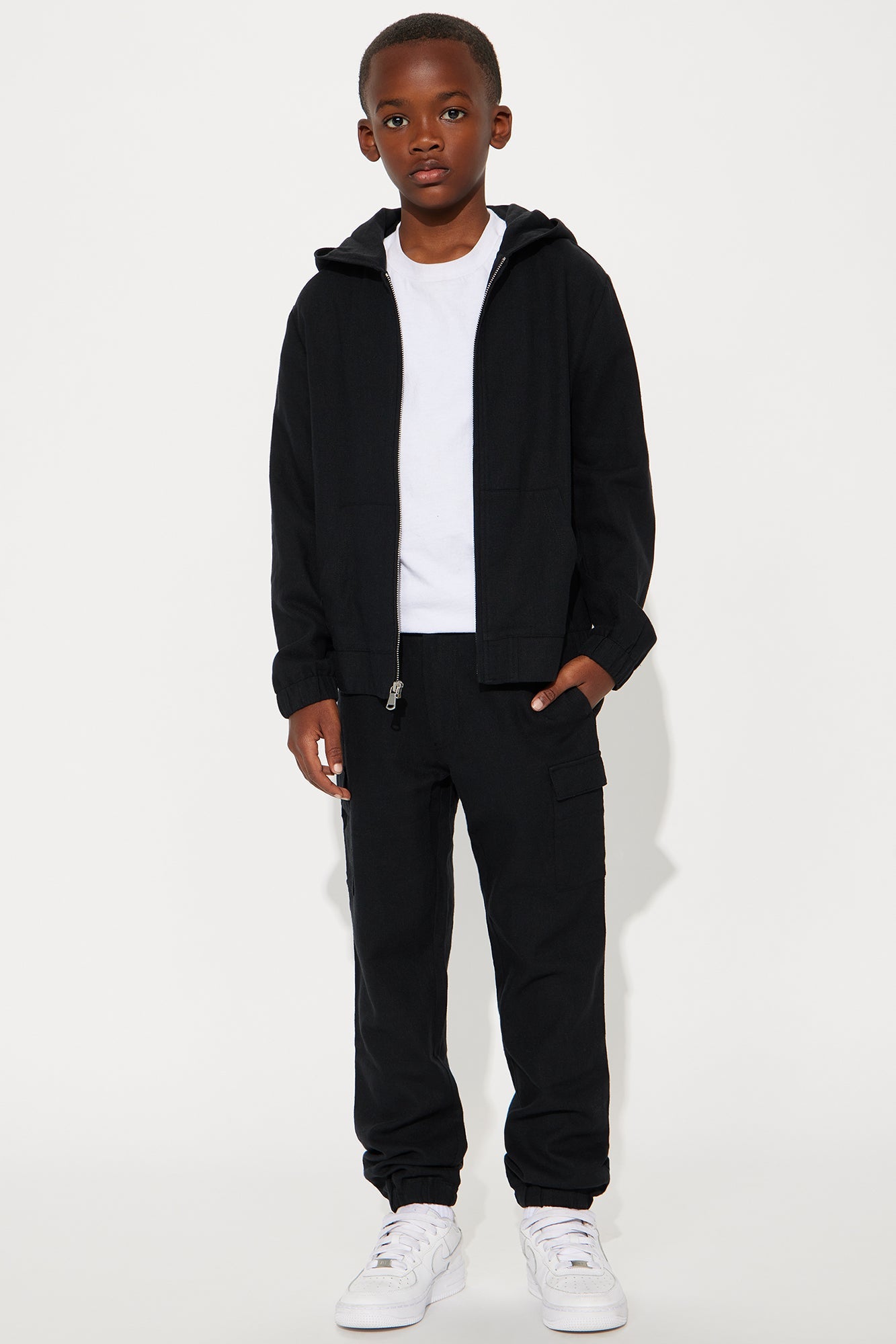 Mini Slim Bahamas Linen Cargo Jogger - Black