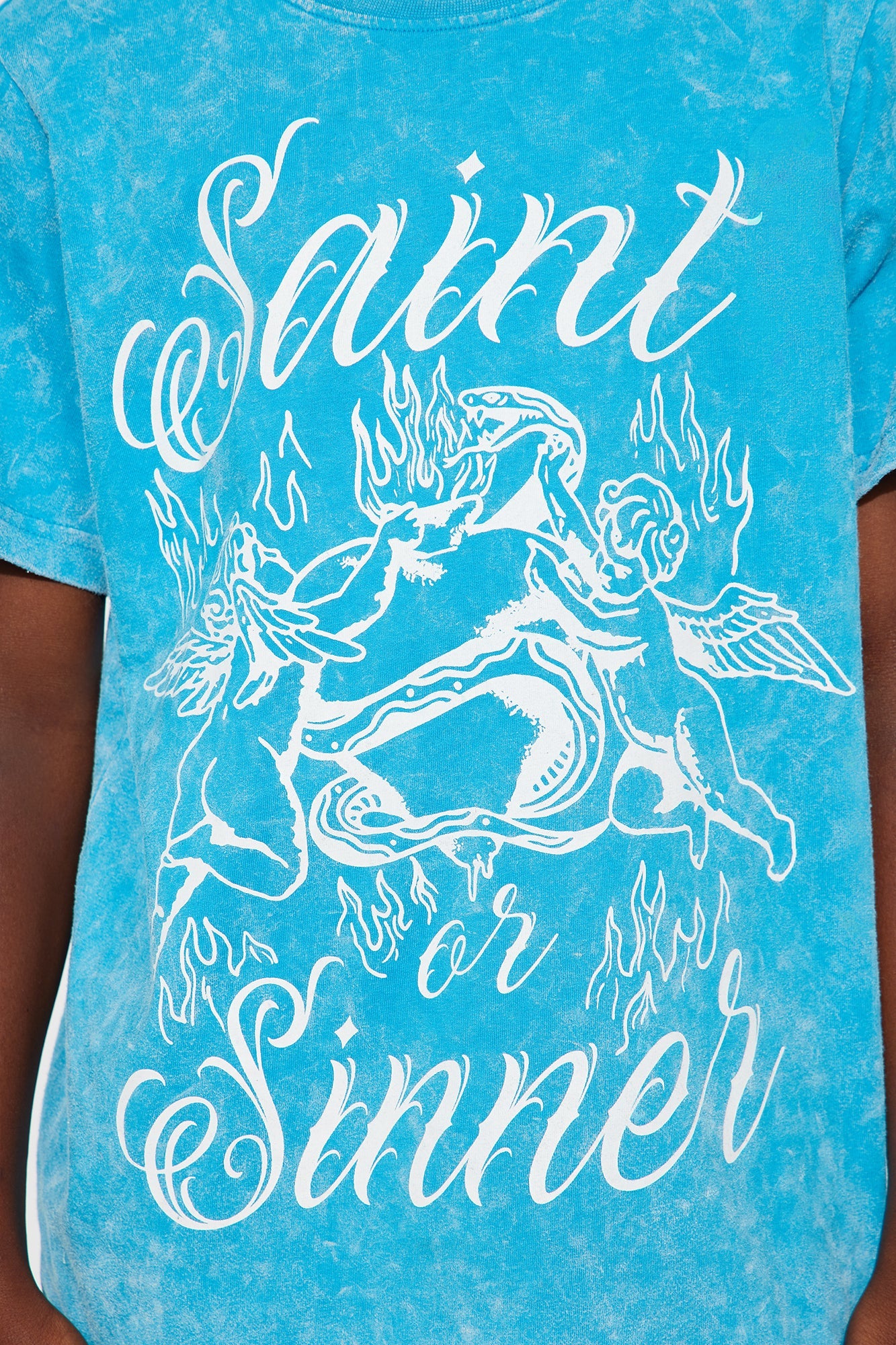Mini Saint Sinner Oversized Short Sleeve Tee - Blue