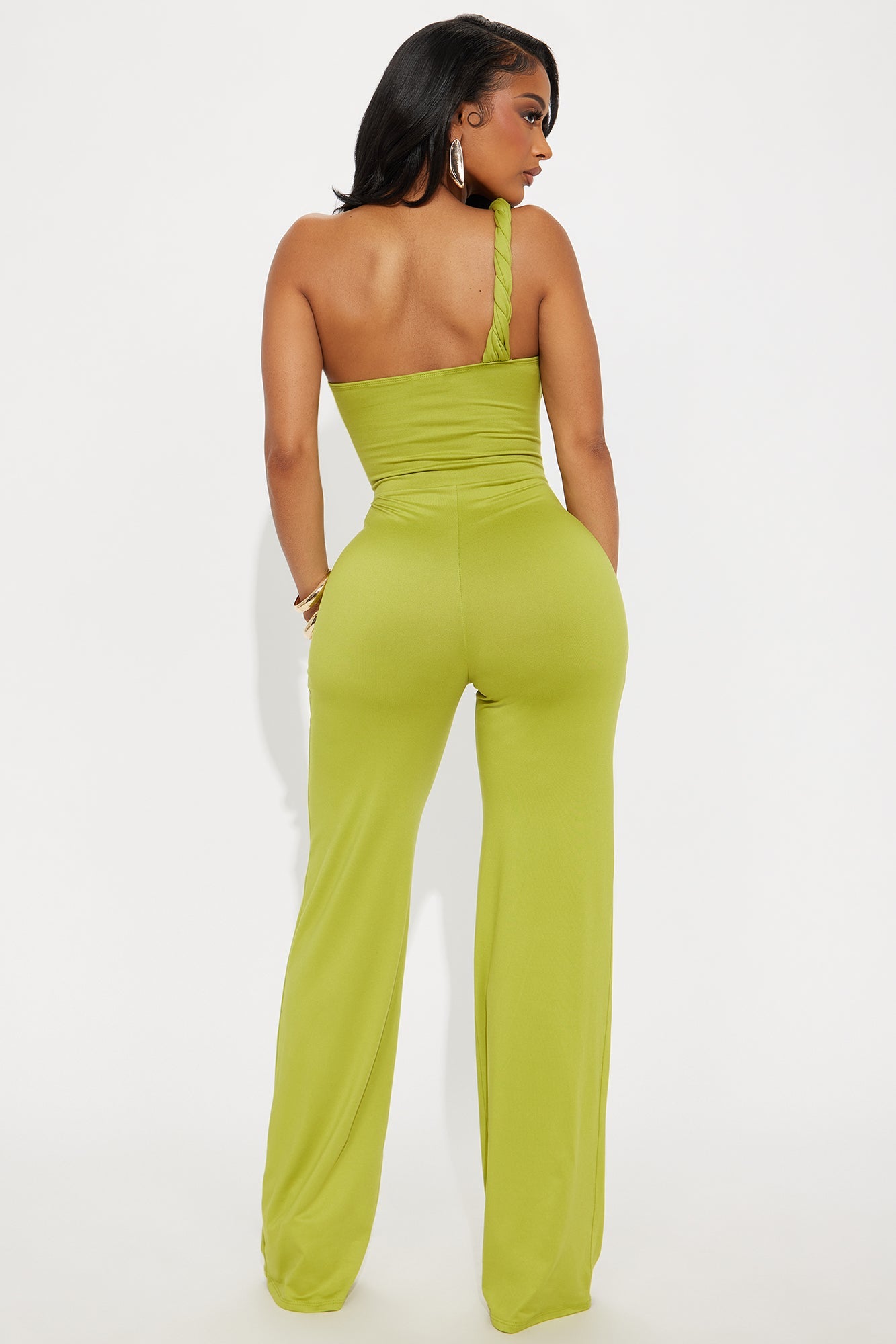 Brezzy Braided Cut Out Jumpsuit - Chartreuse