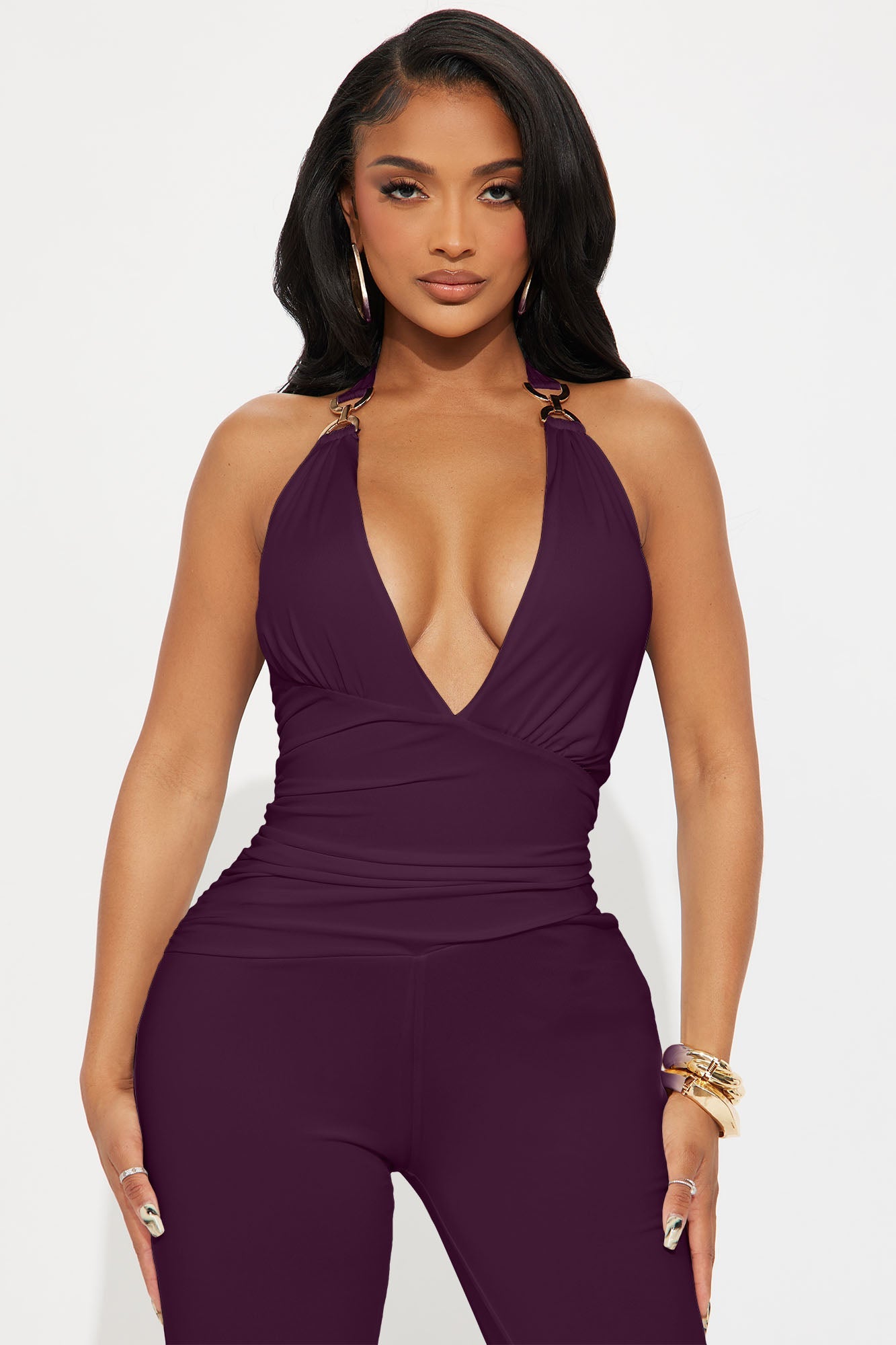 Mariana Flare Leg Jumpsuit - Plum
