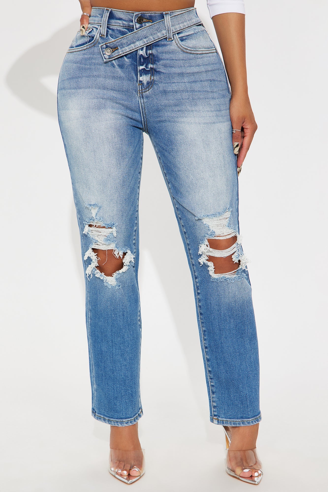 All Access Ripped Straight Leg Jeans - Medium Wash