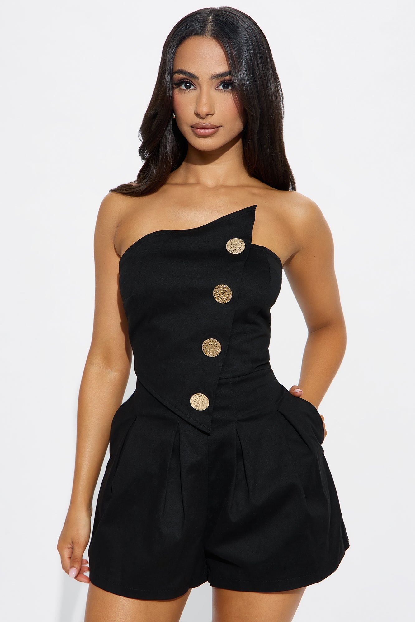 Sweet Temptation Twill Romper - Black