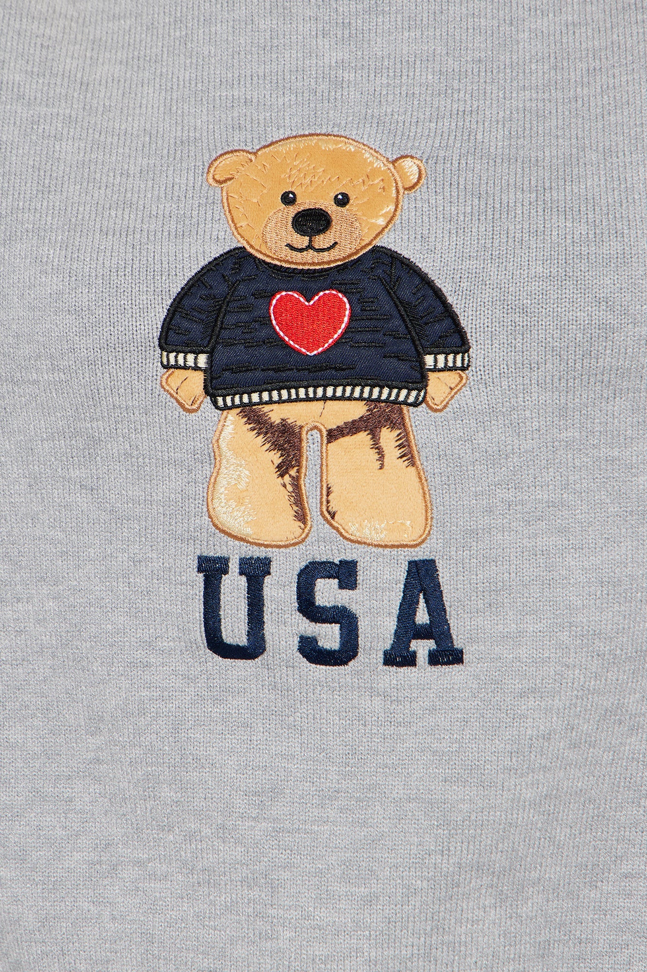 I Heart Teddy Bear USA Pullover Sweater - Grey/combo