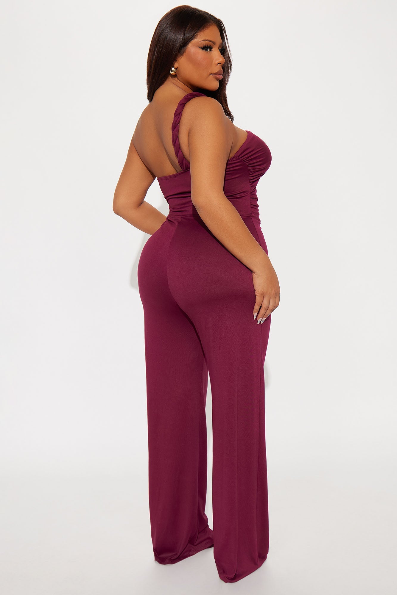 Brezzy Braided Cut Out Jumpsuit - Wine