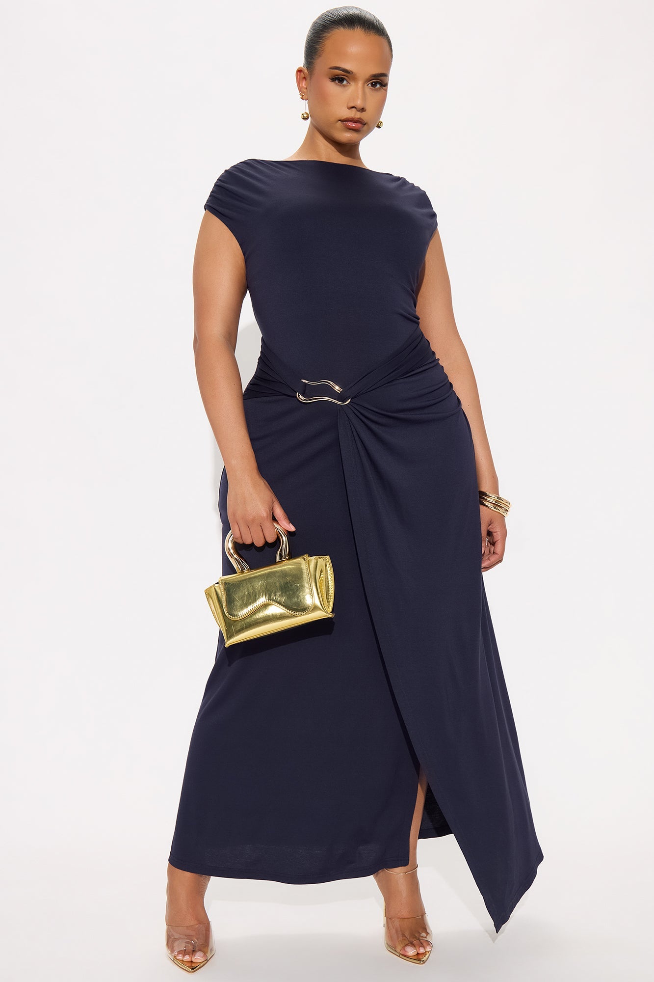 Tamira Ruched Maxi Dress - Navy