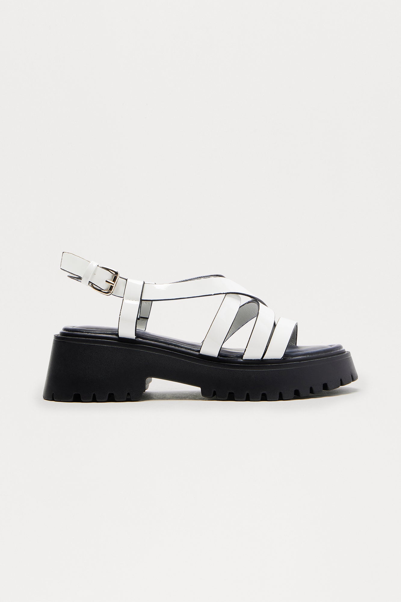 Zina Ankle Strap Platform Sandals - White