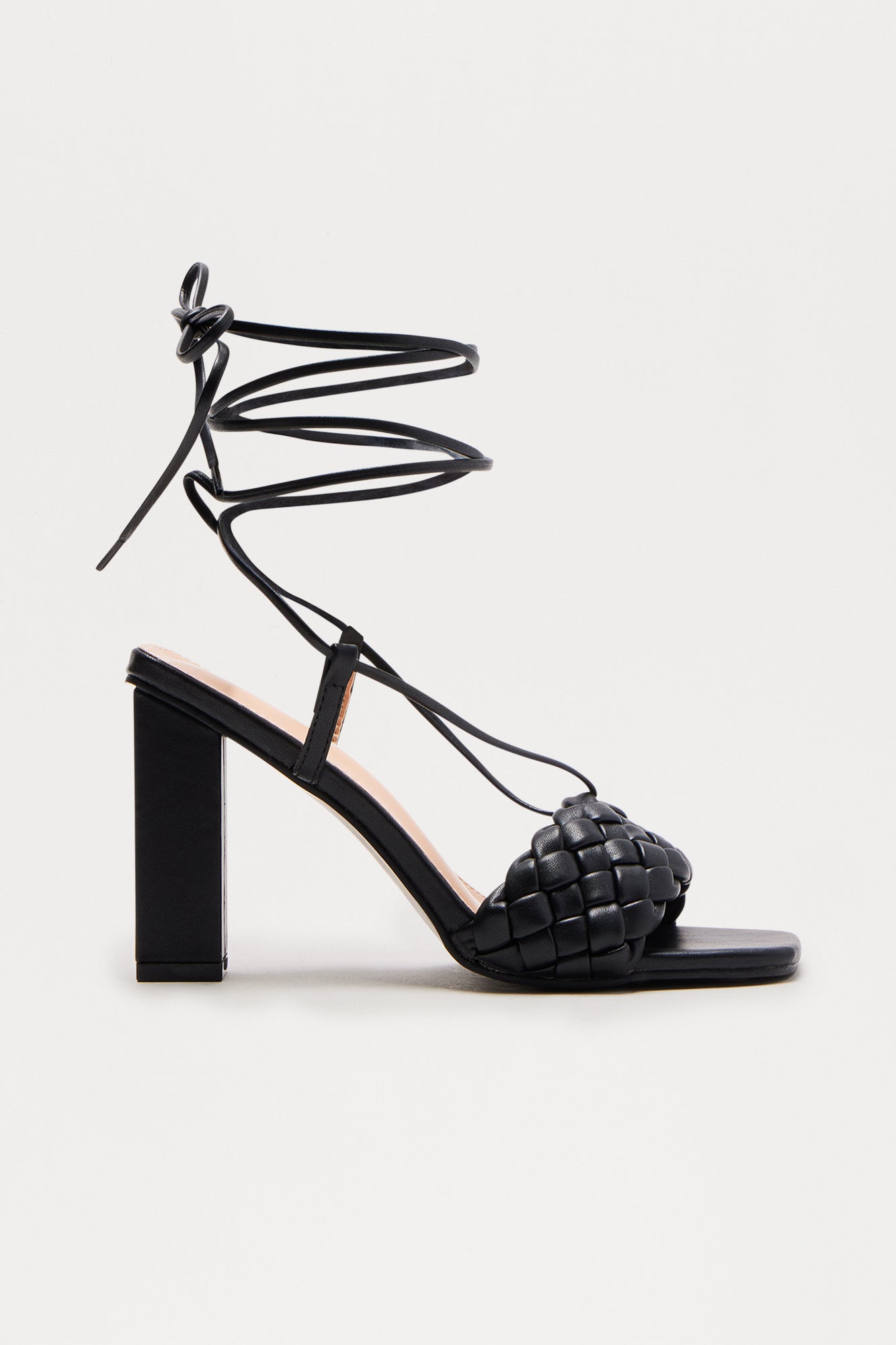 Stelly Braided Wrap Up Heels - Black