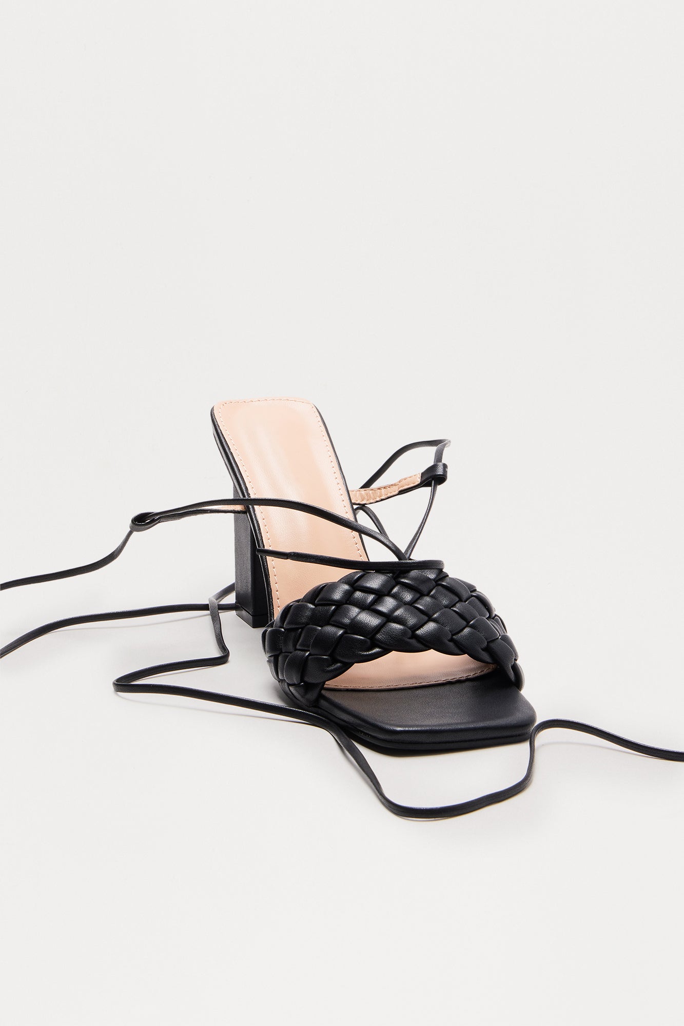 Stelly Braided Wrap Up Heels - Black
