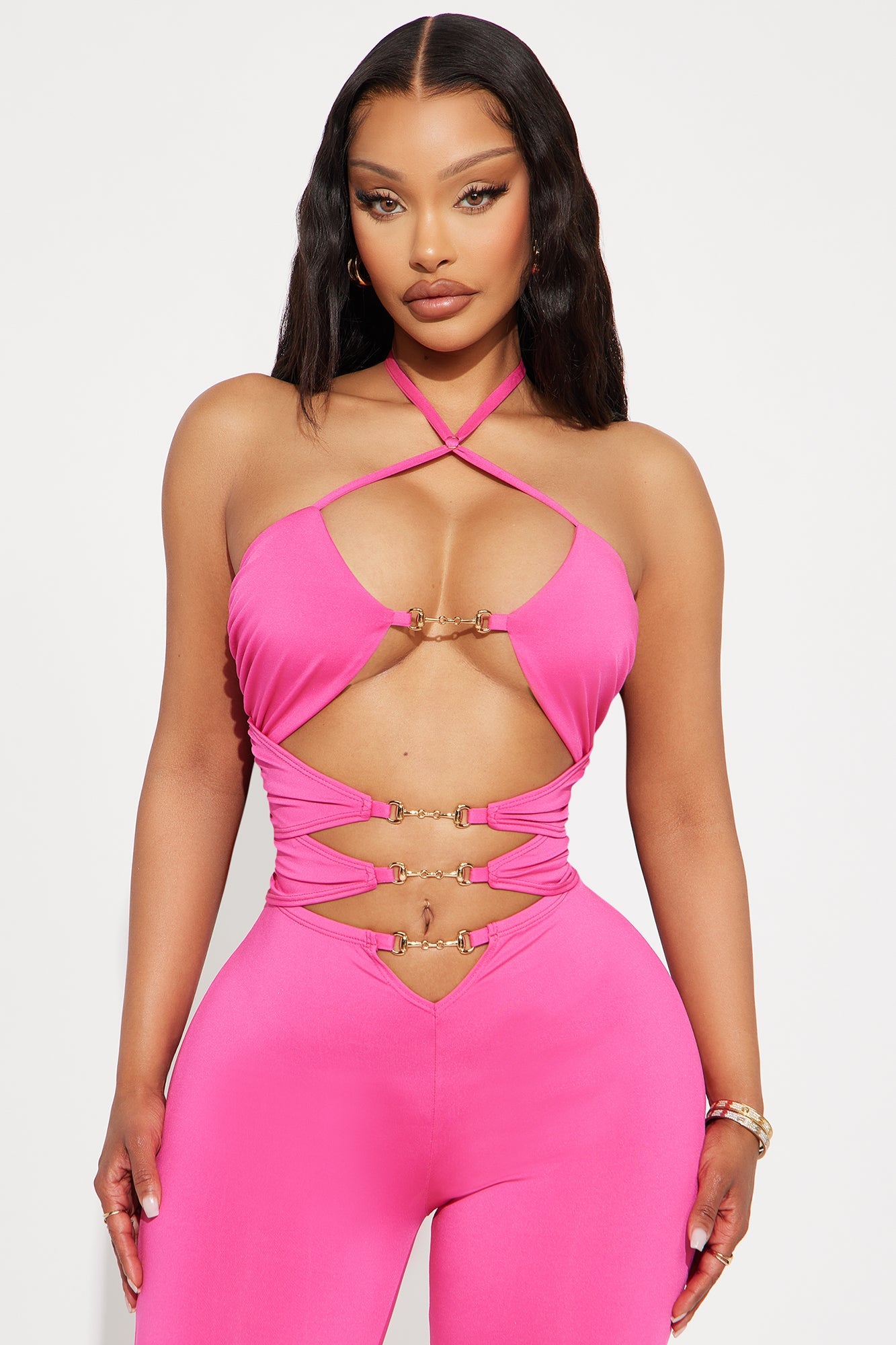 Dance All Night Cut Out Jumpsuit - Fuchsia