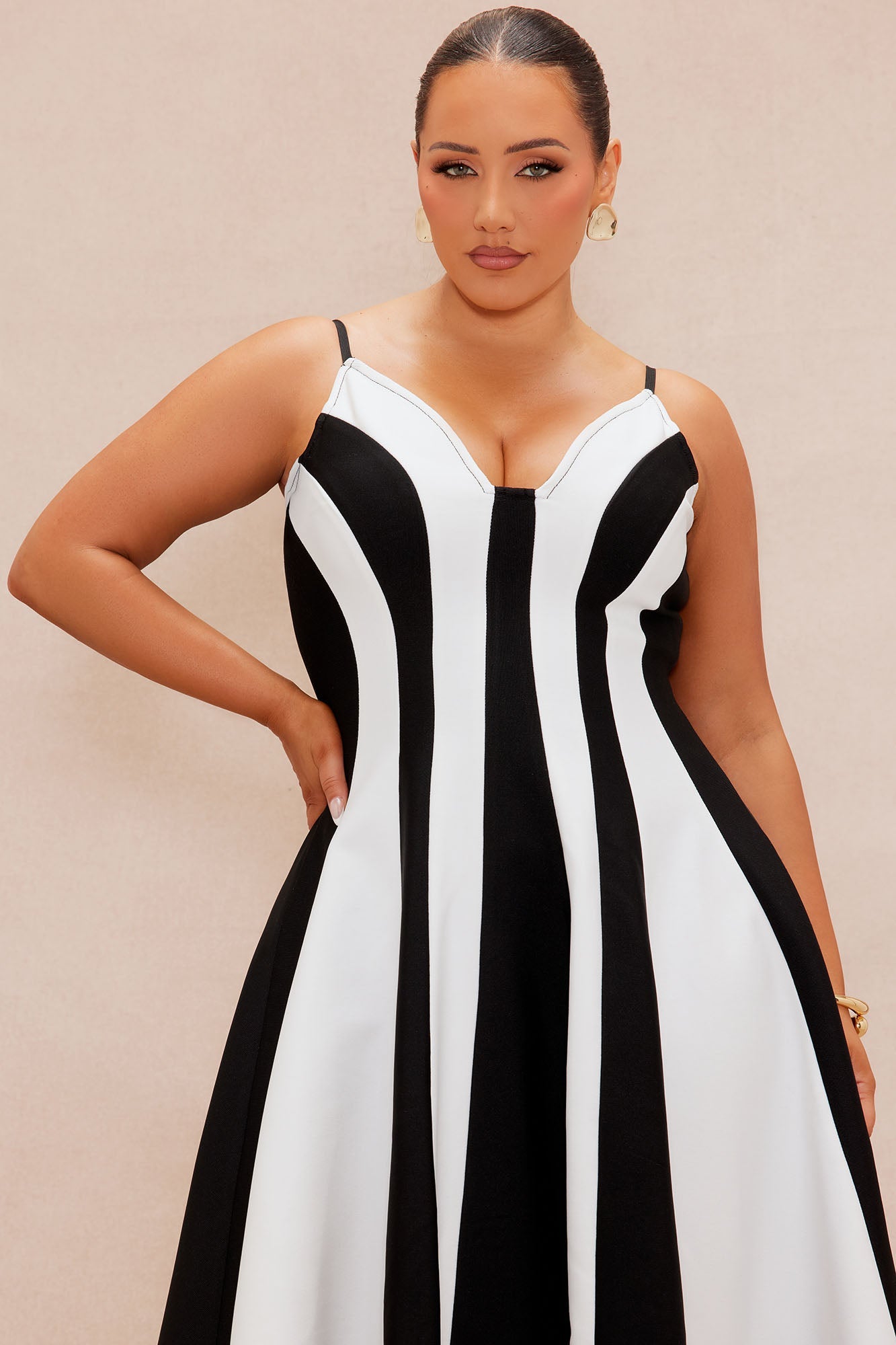 Diana Bandage Maxi Dress - Black/White