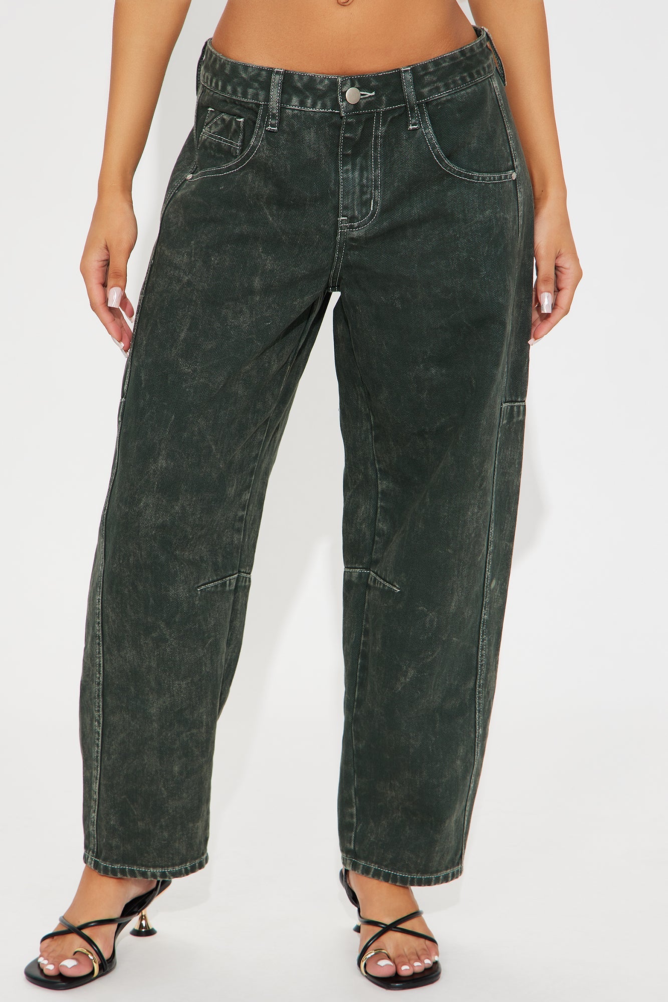 Lily Barrel Leg Jean - Dark Olive