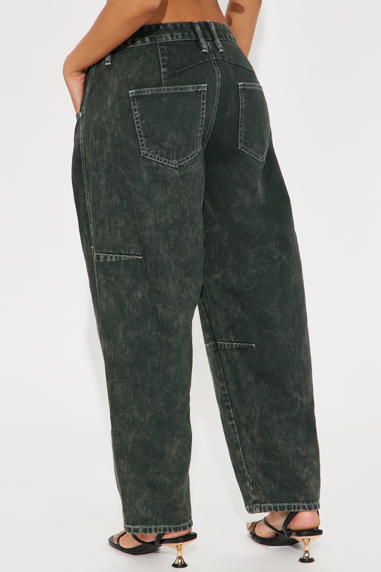 Lily Barrel Leg Jean - Dark Olive