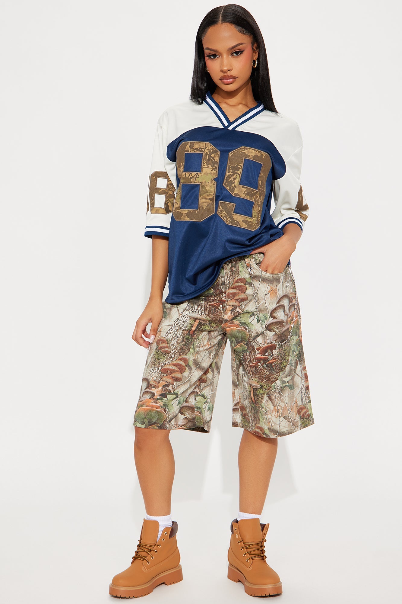 Weekend Trip Denim Jorts - Taupe/combo