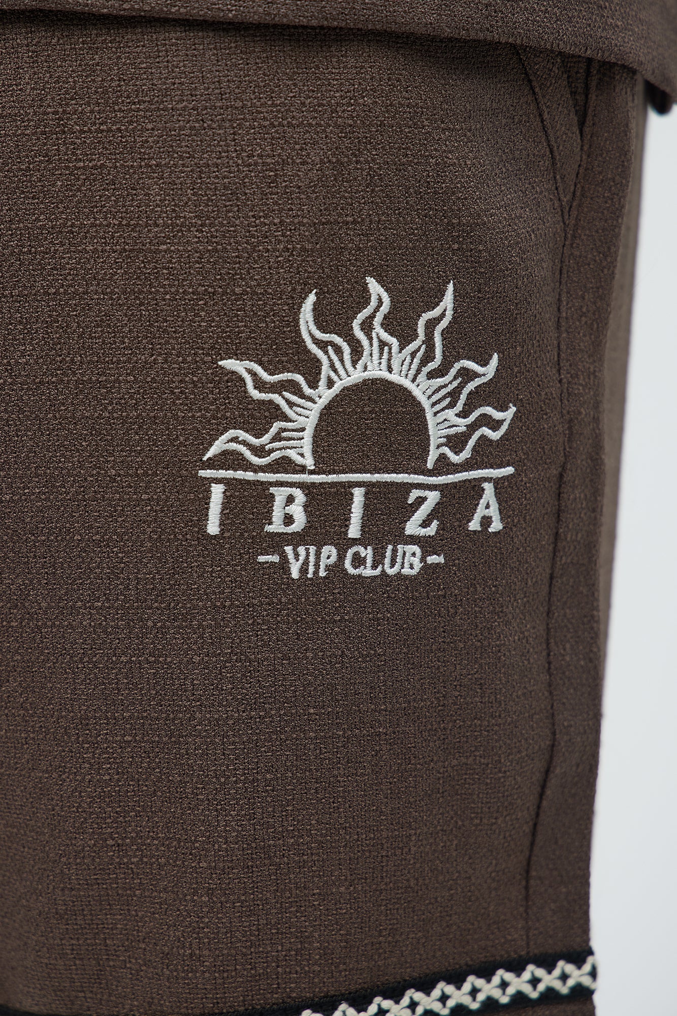 Ibiza VIP Club Linen Like Relaxed Shorts - Chocolate