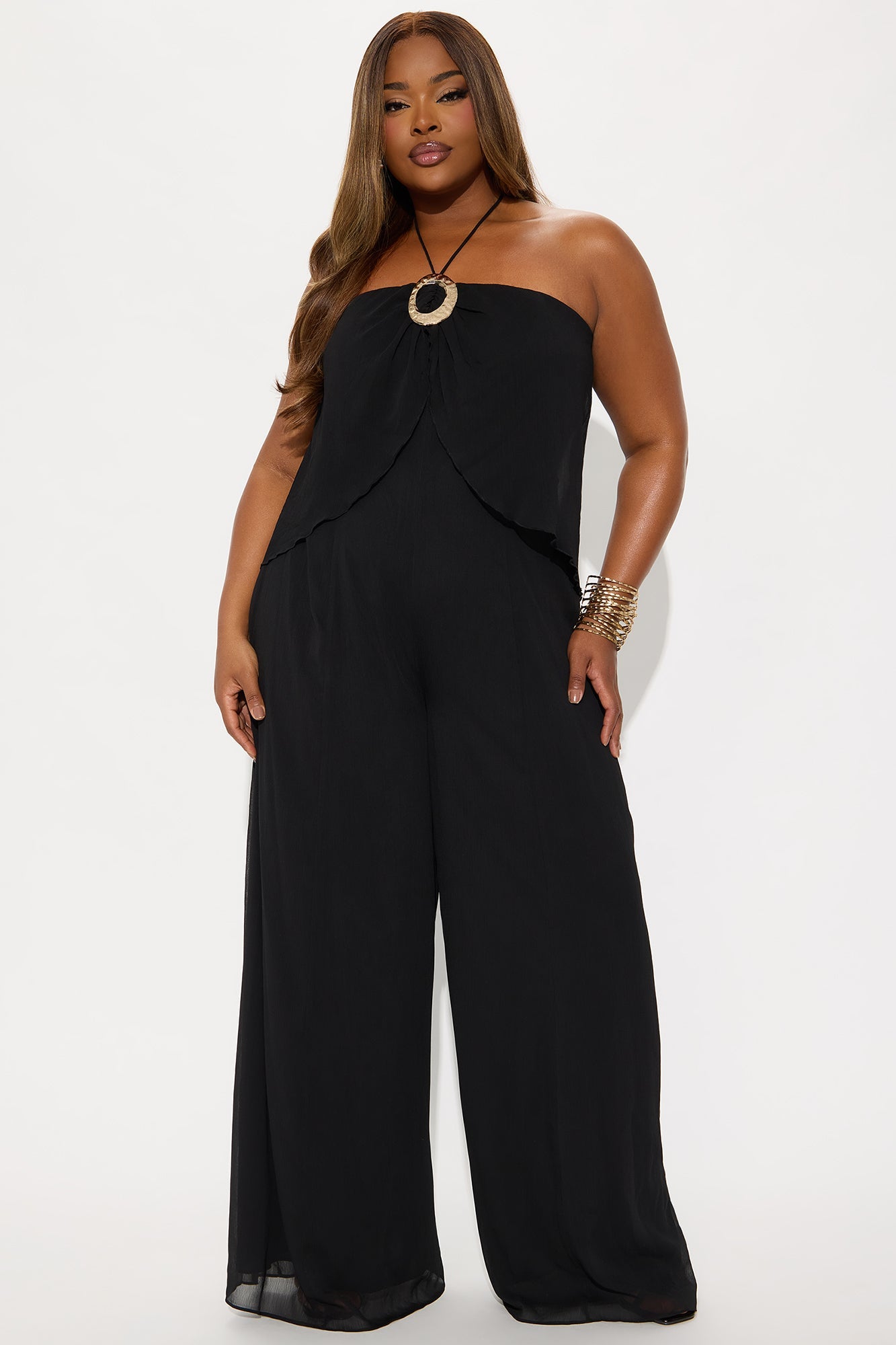 Jezibel Chiffon Wide Leg Jumpsuit - Black