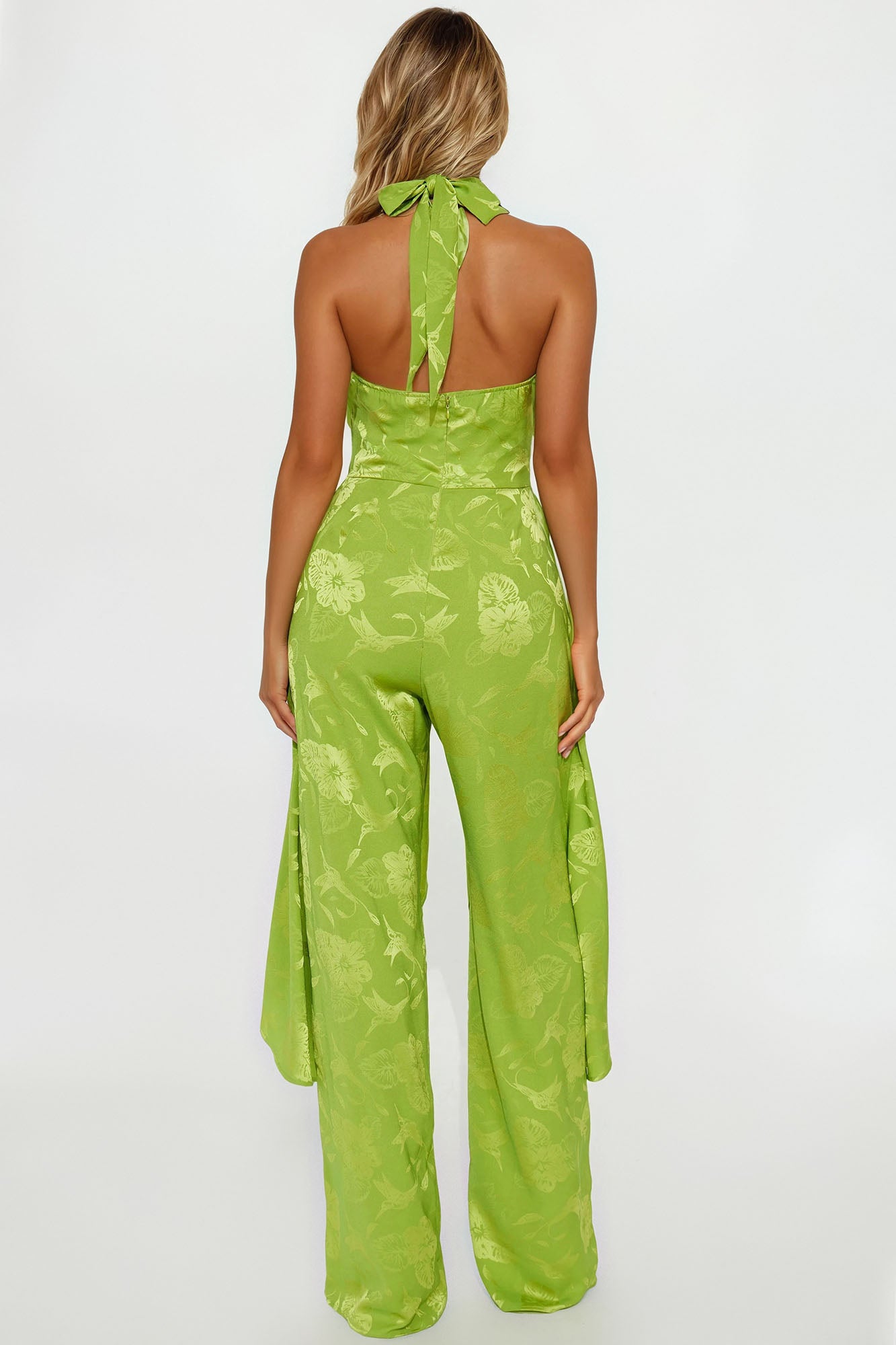 Take Me With You Satin Jumpsuit - Chartreuse