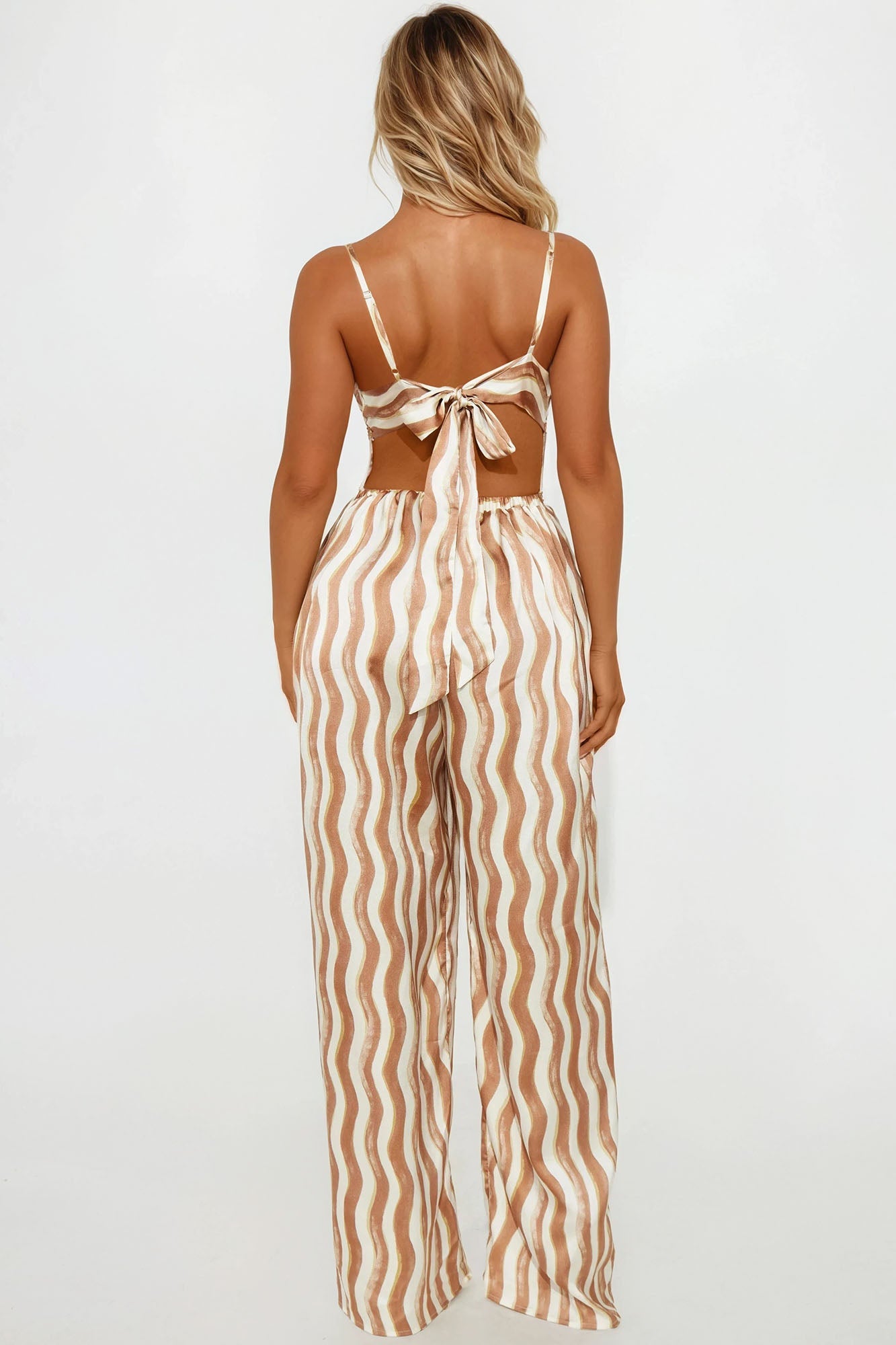 Remember This Moment Satin Jumpsuit - Mocha/combo