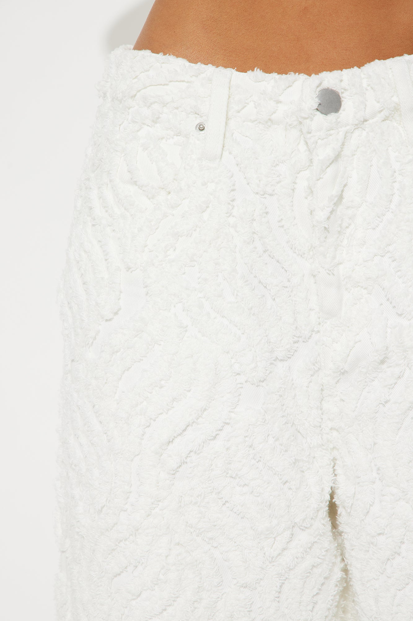 Rockaway Textured Denim Jorts - White