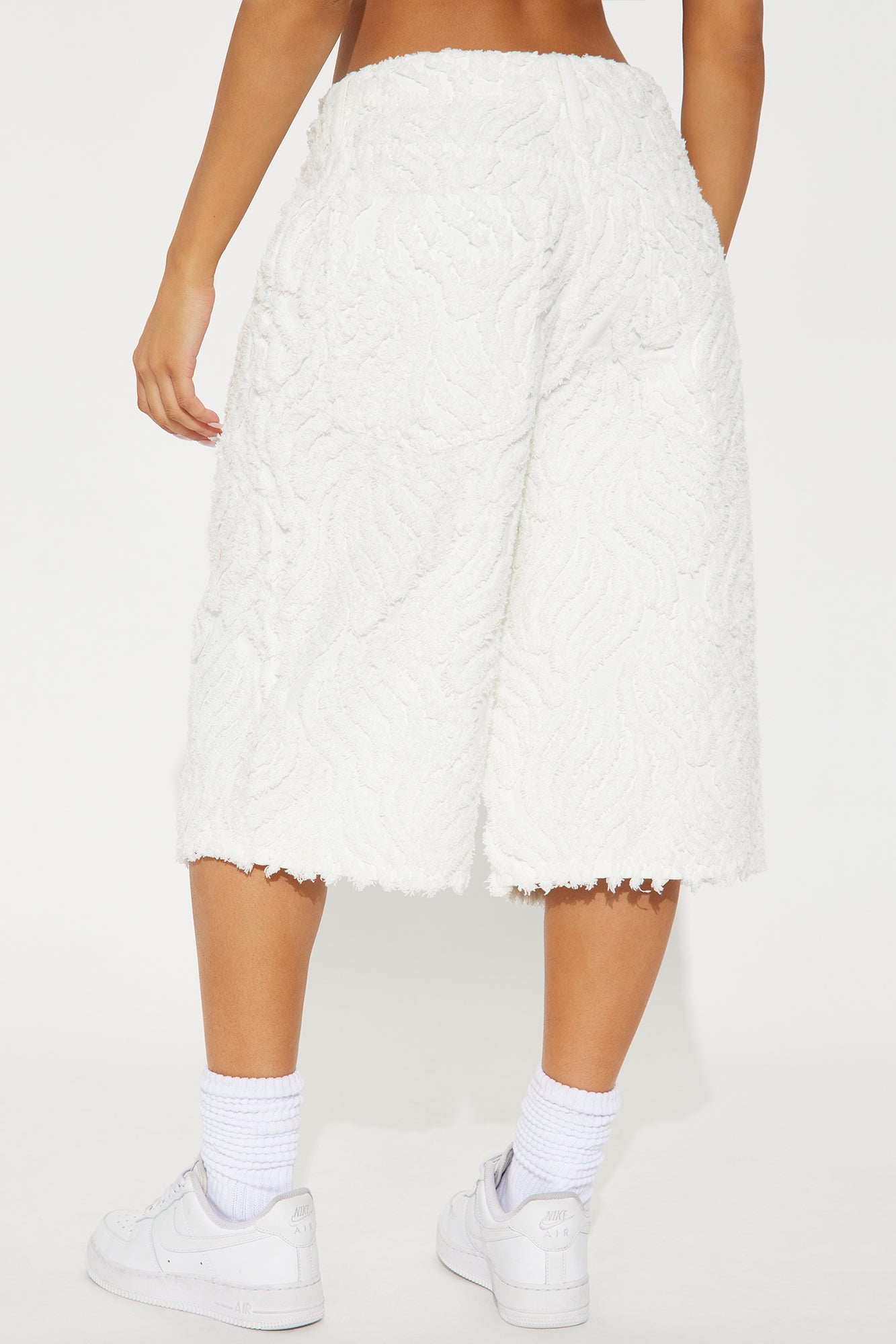 Rockaway Textured Denim Jorts - White