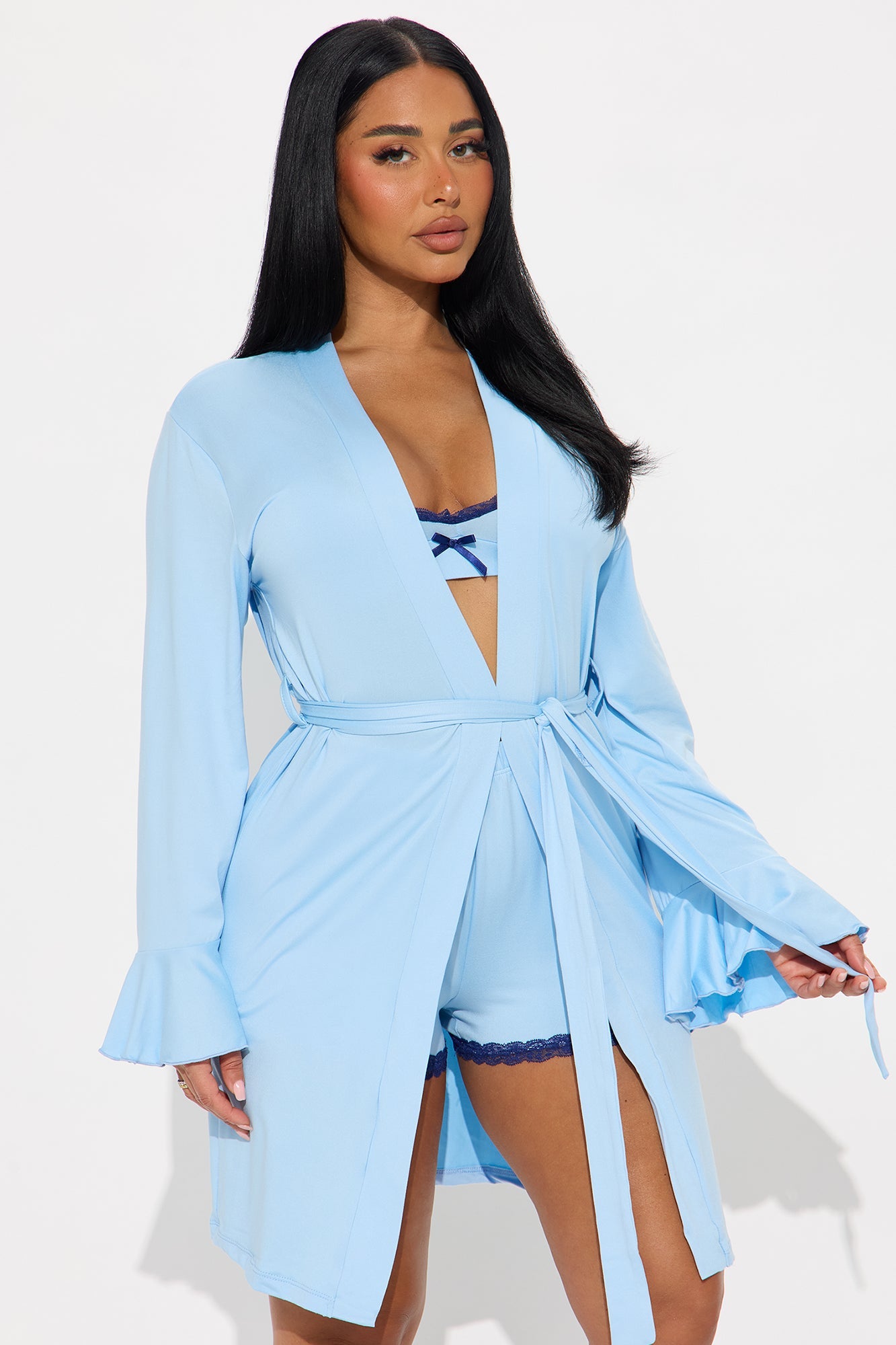 In Bed All Day PJ Robe Set - Light Blue