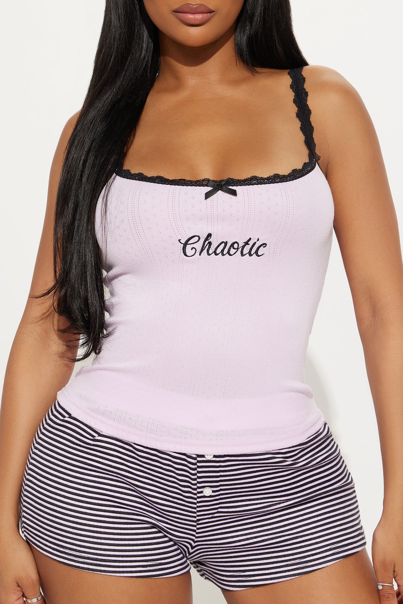 Feeling Chaotic Pointelle Cami PJ Boxer Short Set - Pink/combo