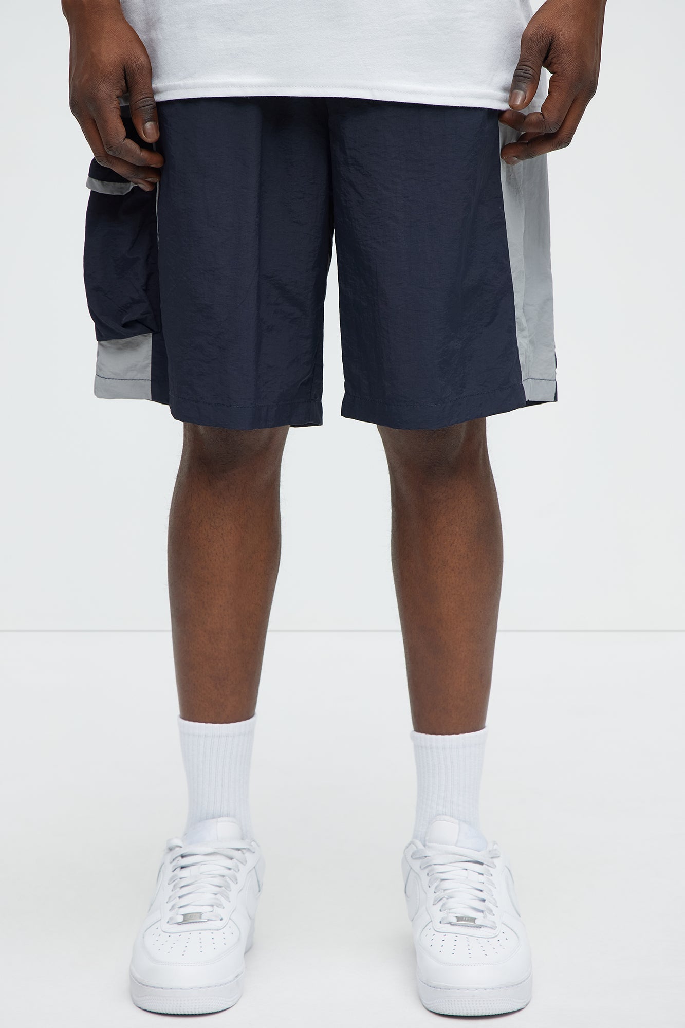 Side With Me Zipper Nylon Short - Blue/combo