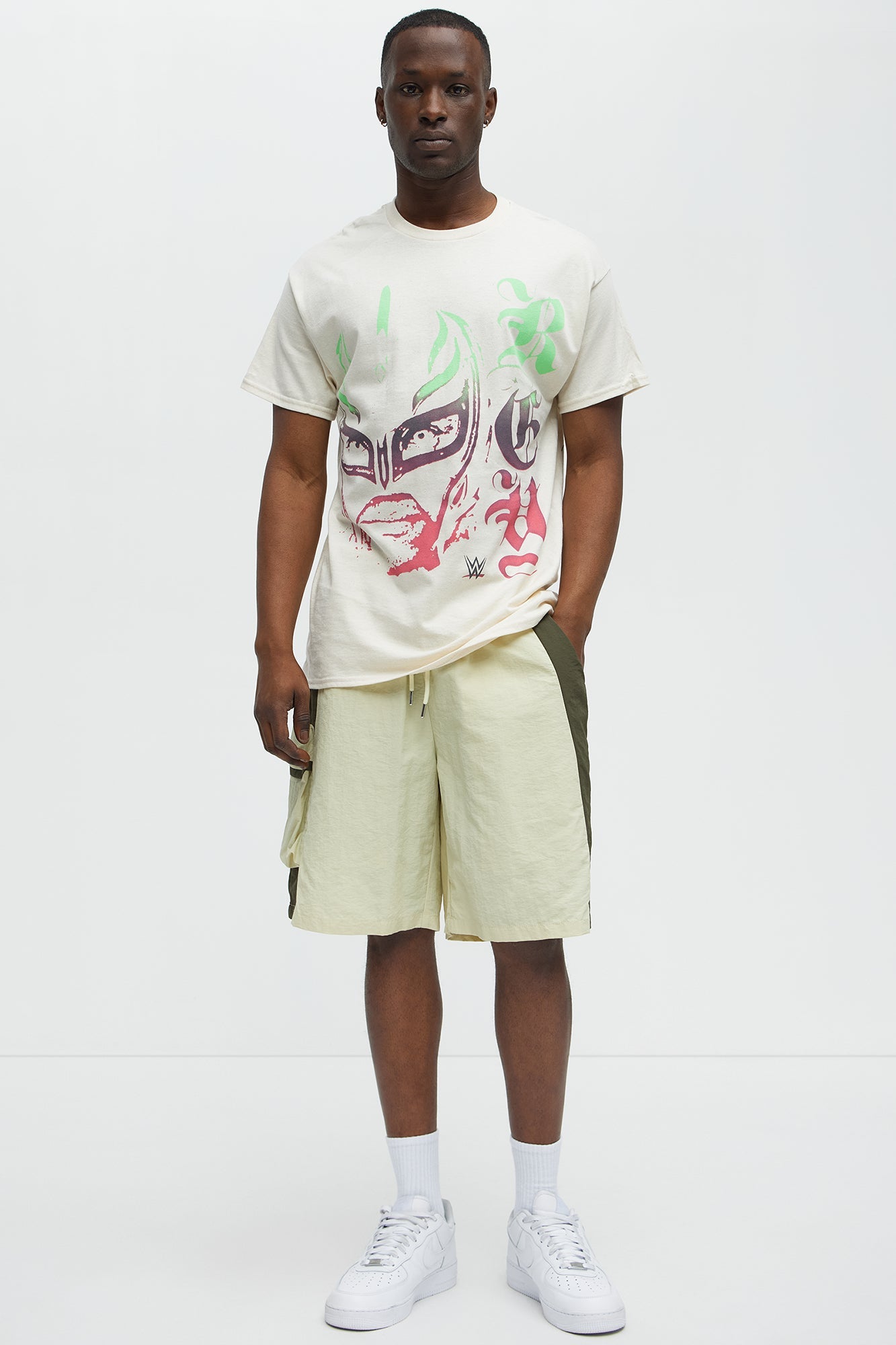 Side With Me Zipper Nylon Short - White/combo