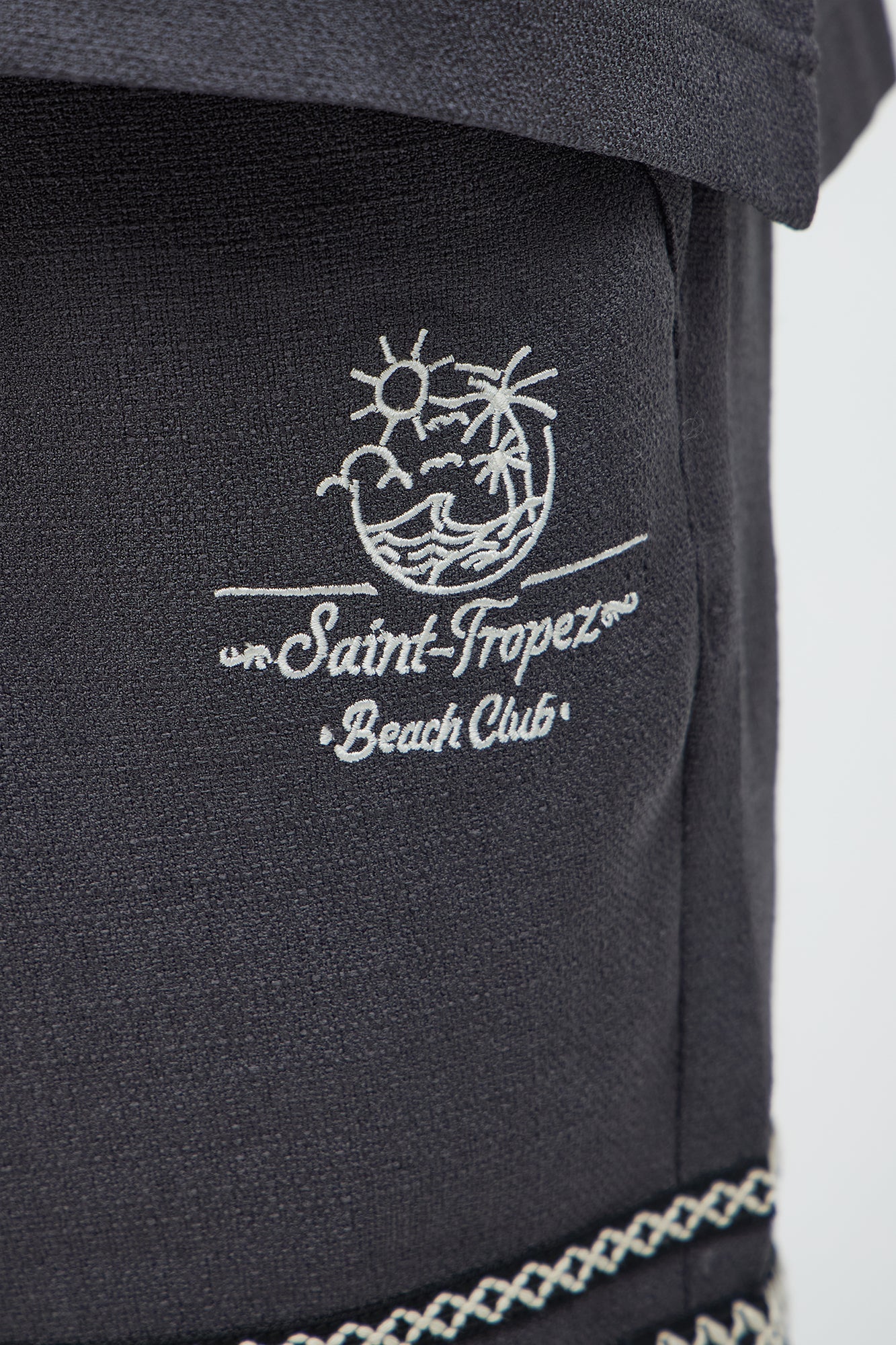 Saint Tropez Beach Club Linen Like Relaxed Short - Black