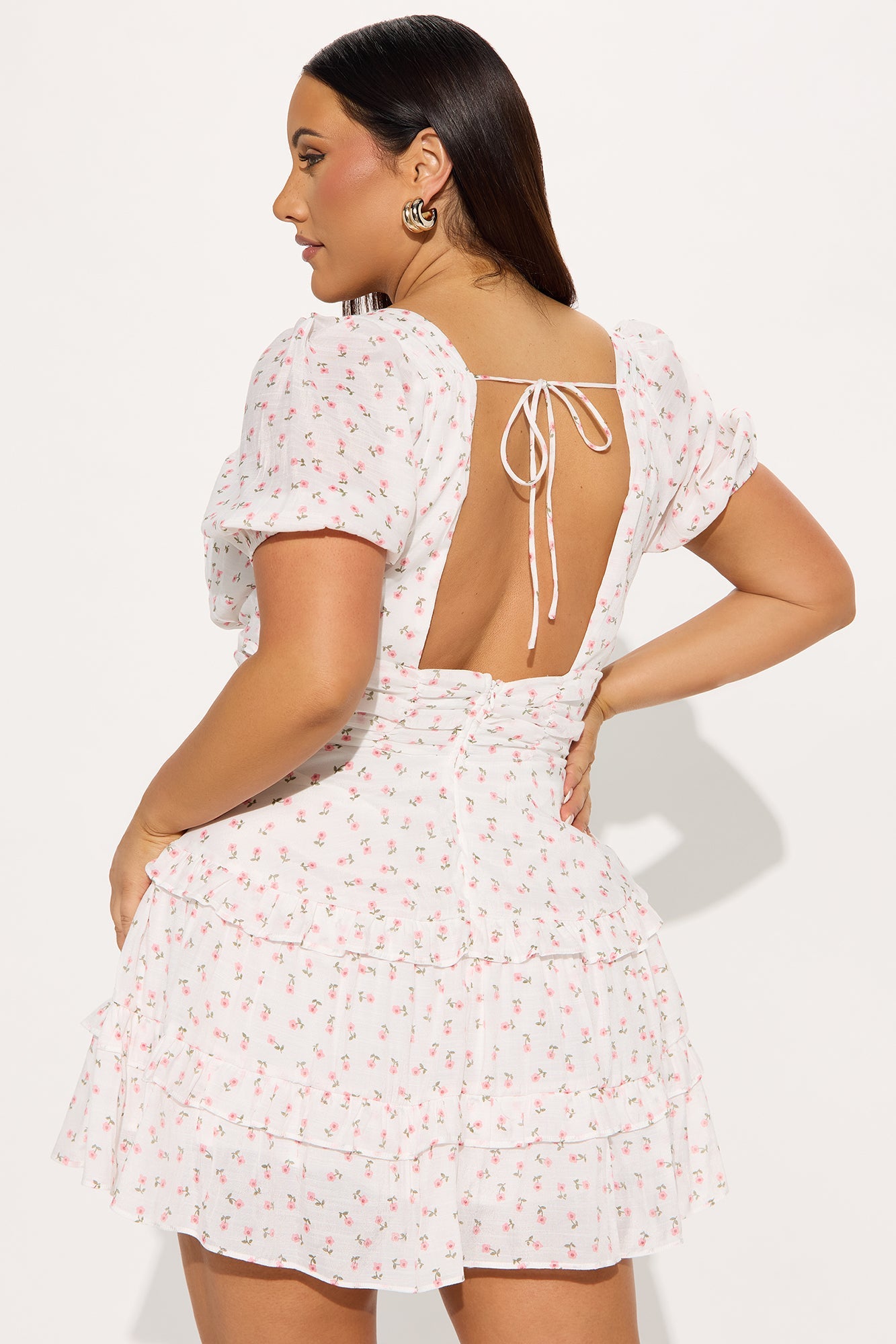 Alaya Floral Gauze Mini Dress - White/combo