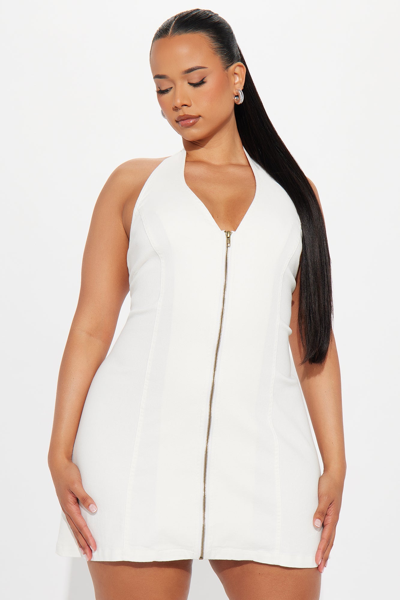 Run This Town Denim Mini Dress - White Wash