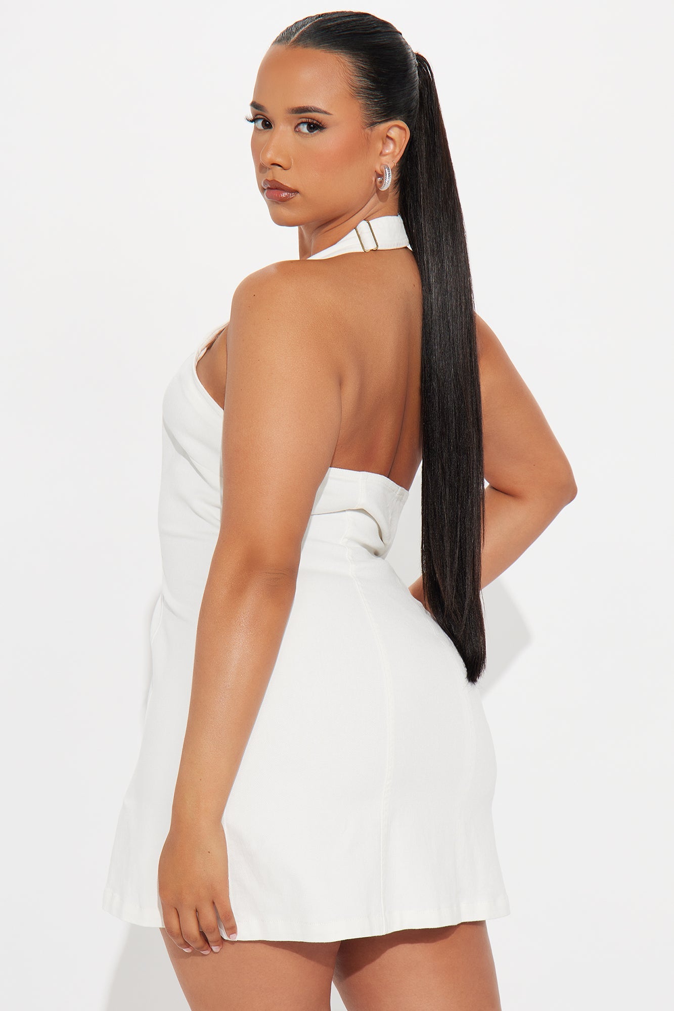 Run This Town Denim Mini Dress - White Wash