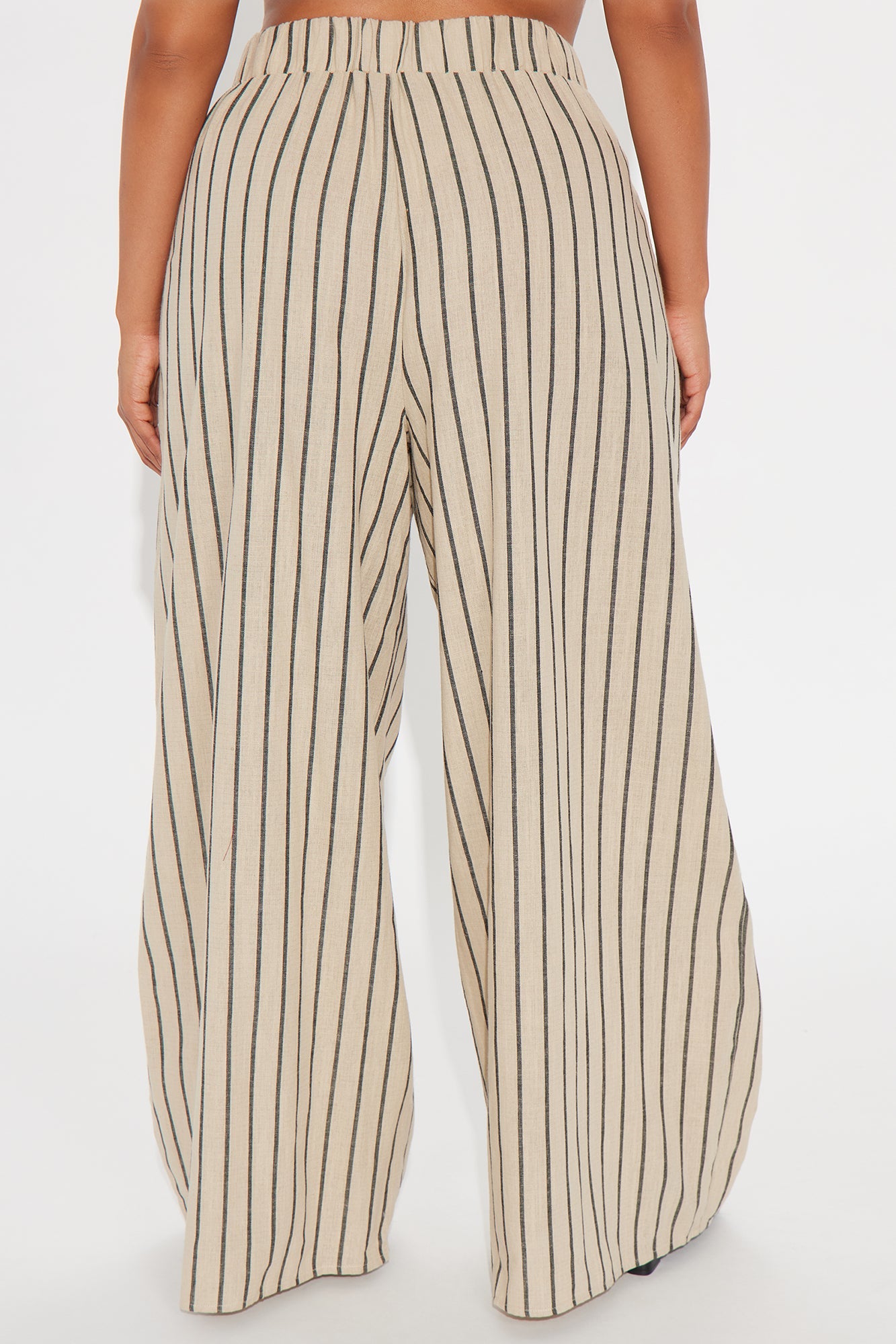 Ella Striped Linen Pant - Taupe/combo