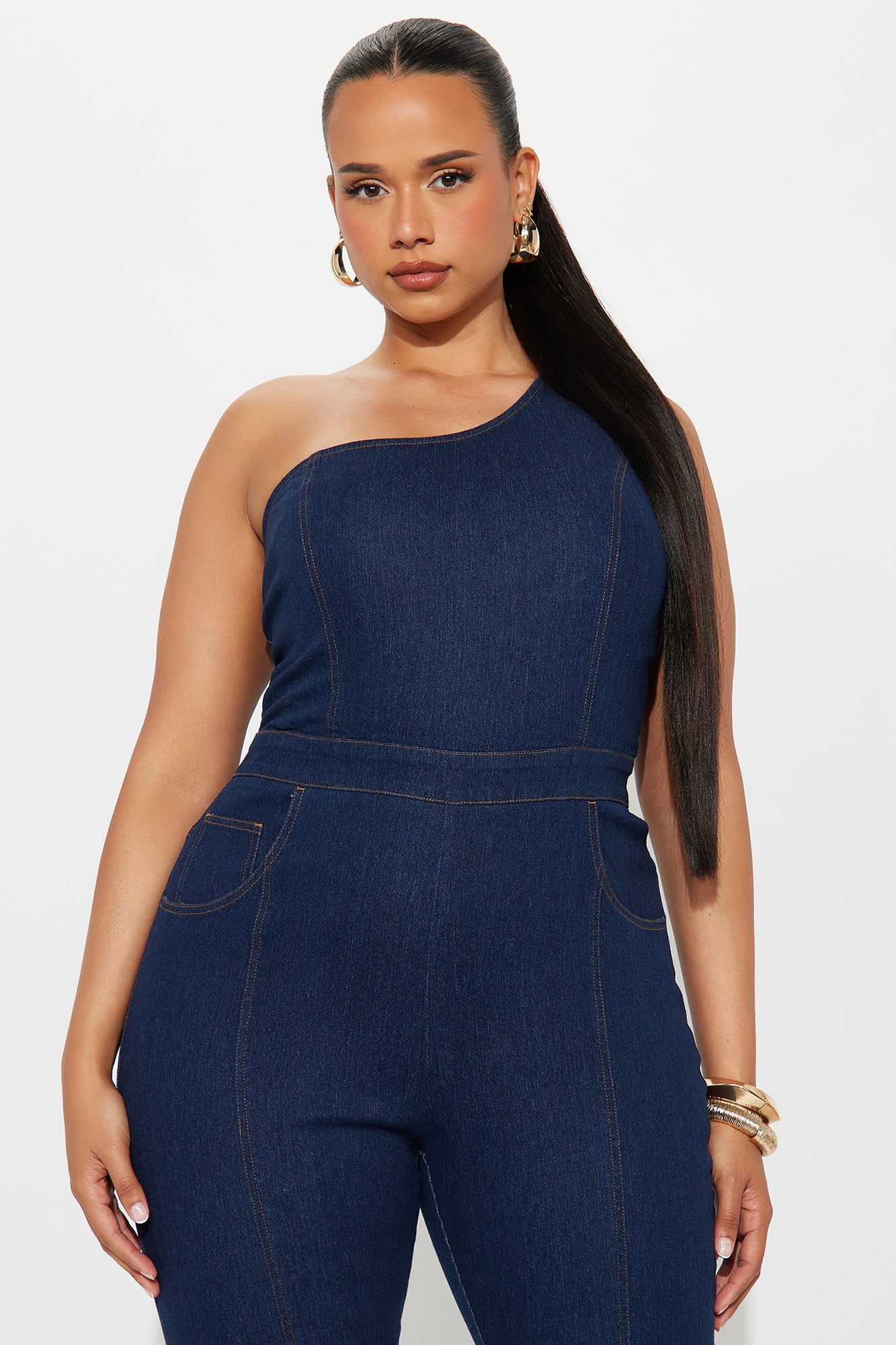 Follow My Lead Denim Flare Jumpsuit - Dark Wash