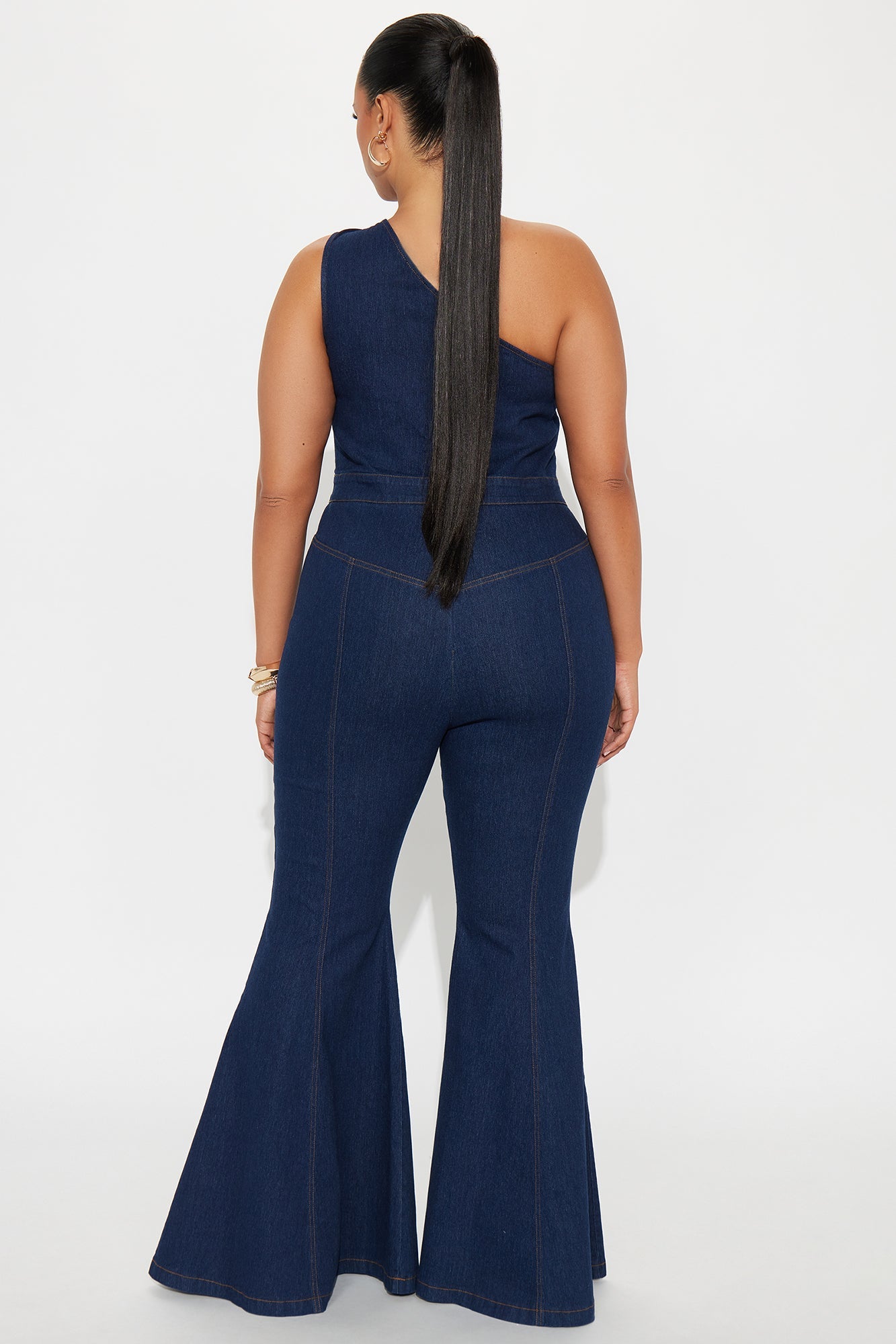 Follow My Lead Denim Flare Jumpsuit - Dark Wash