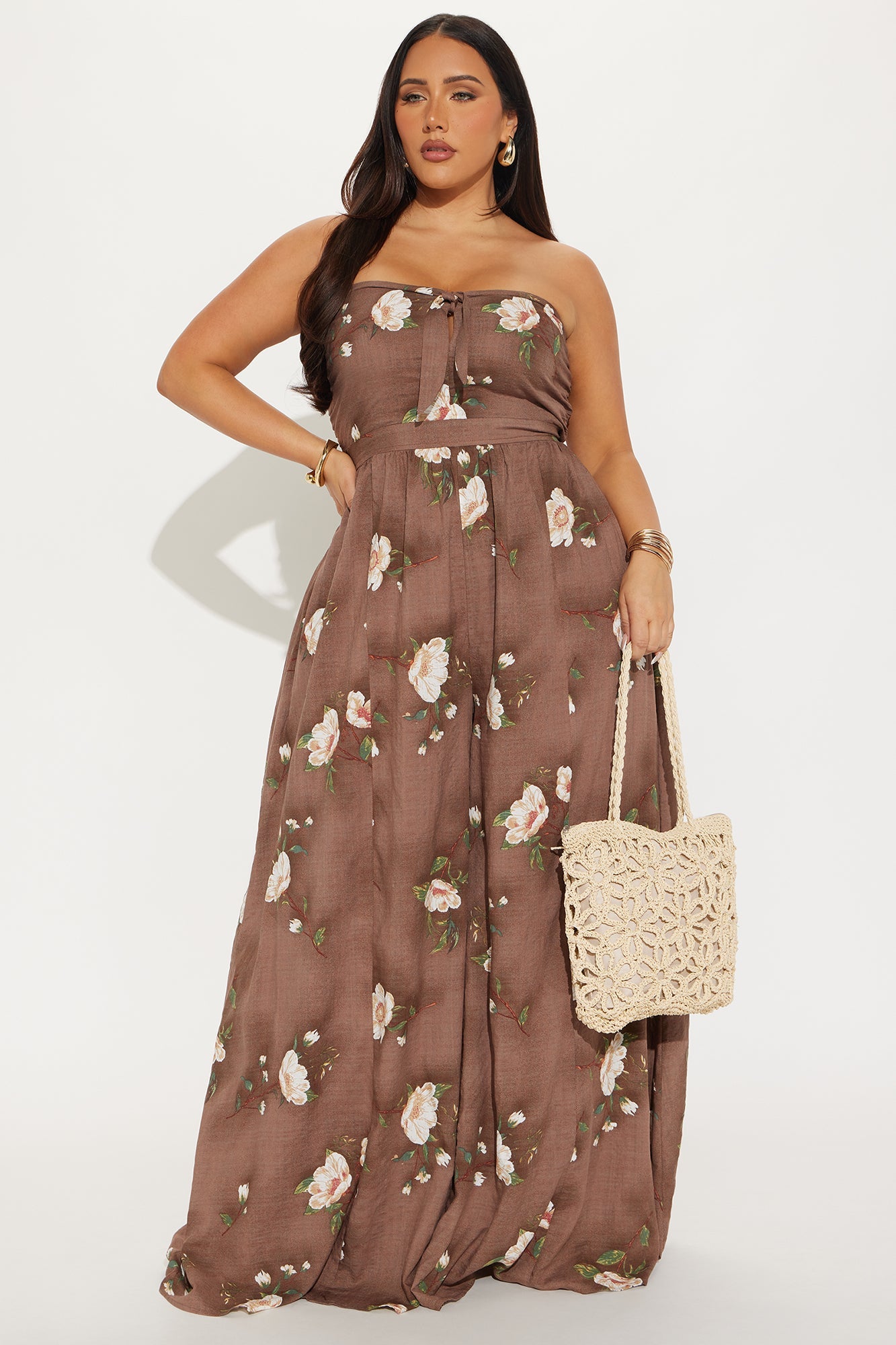 Scarlet Wide Leg Jumpsuit - Brown/combo