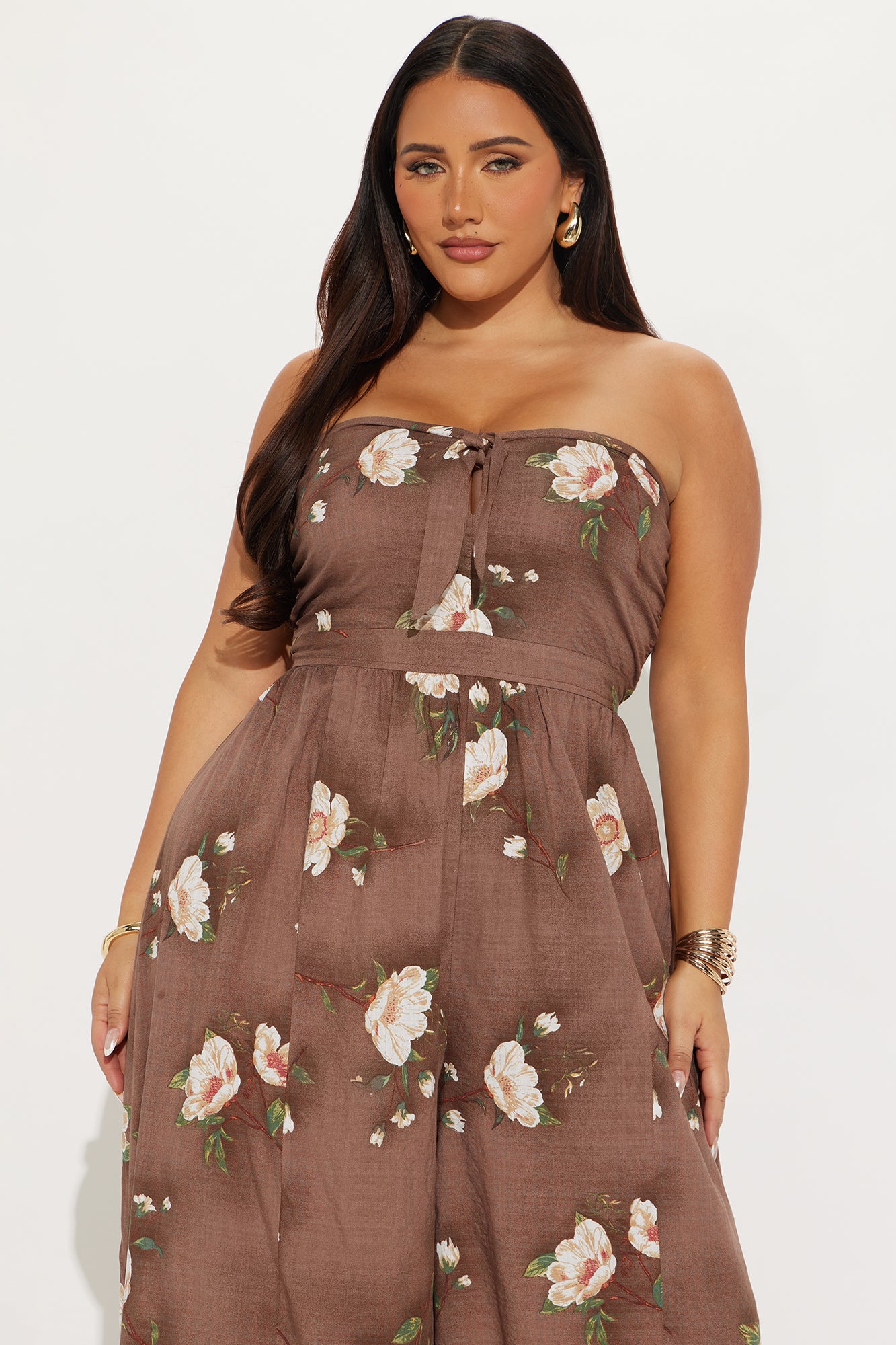 Scarlet Wide Leg Jumpsuit - Brown/combo