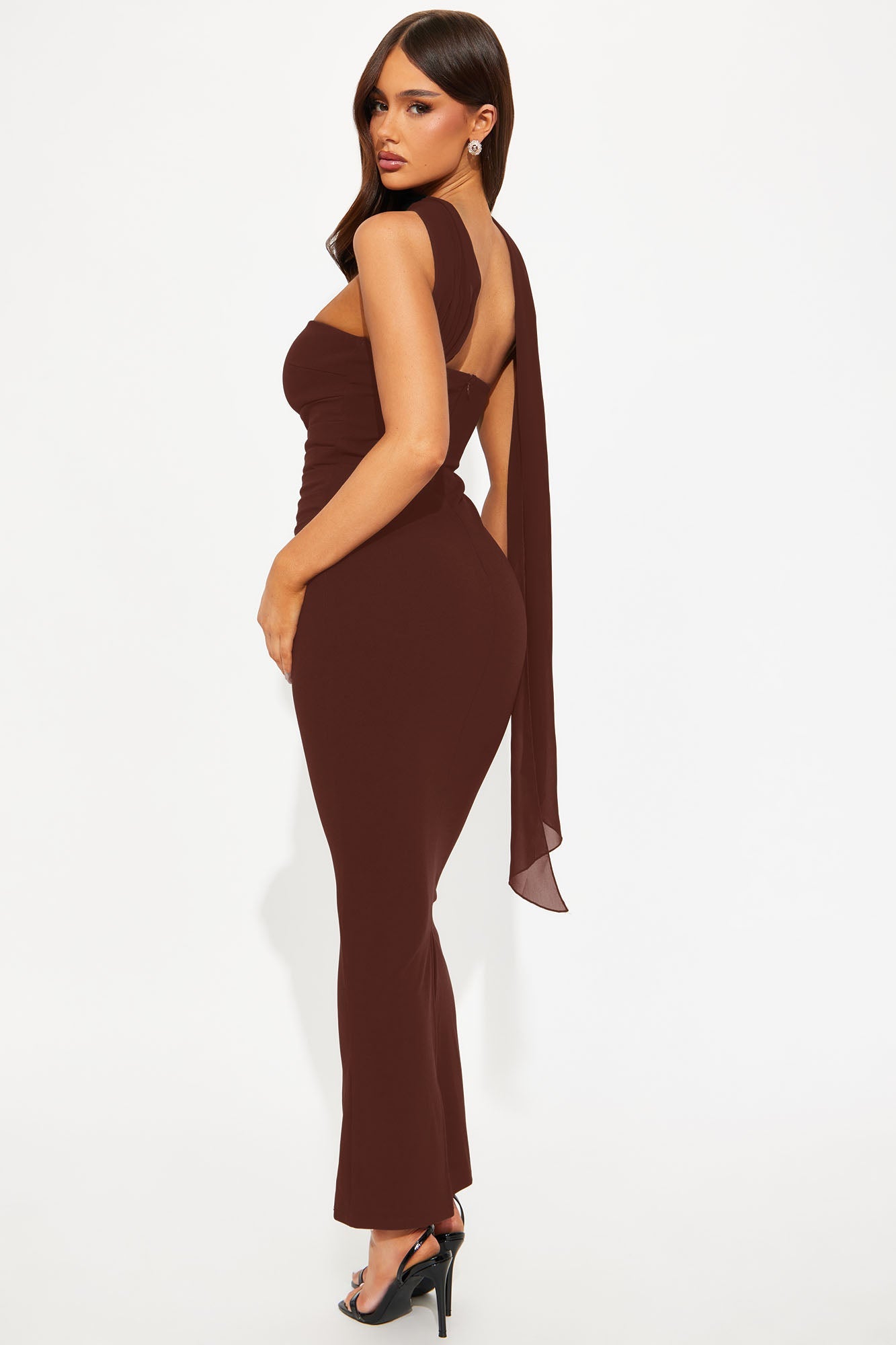 Luna Scarf Wrap Maxi Dress - Brown