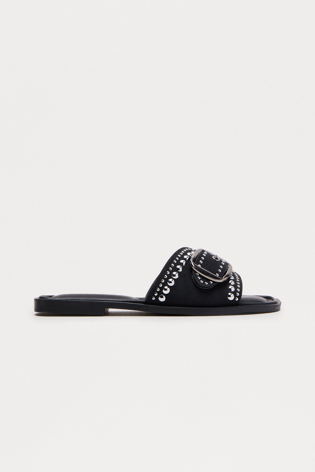 Palisades Buckle Studded Sandals - Black