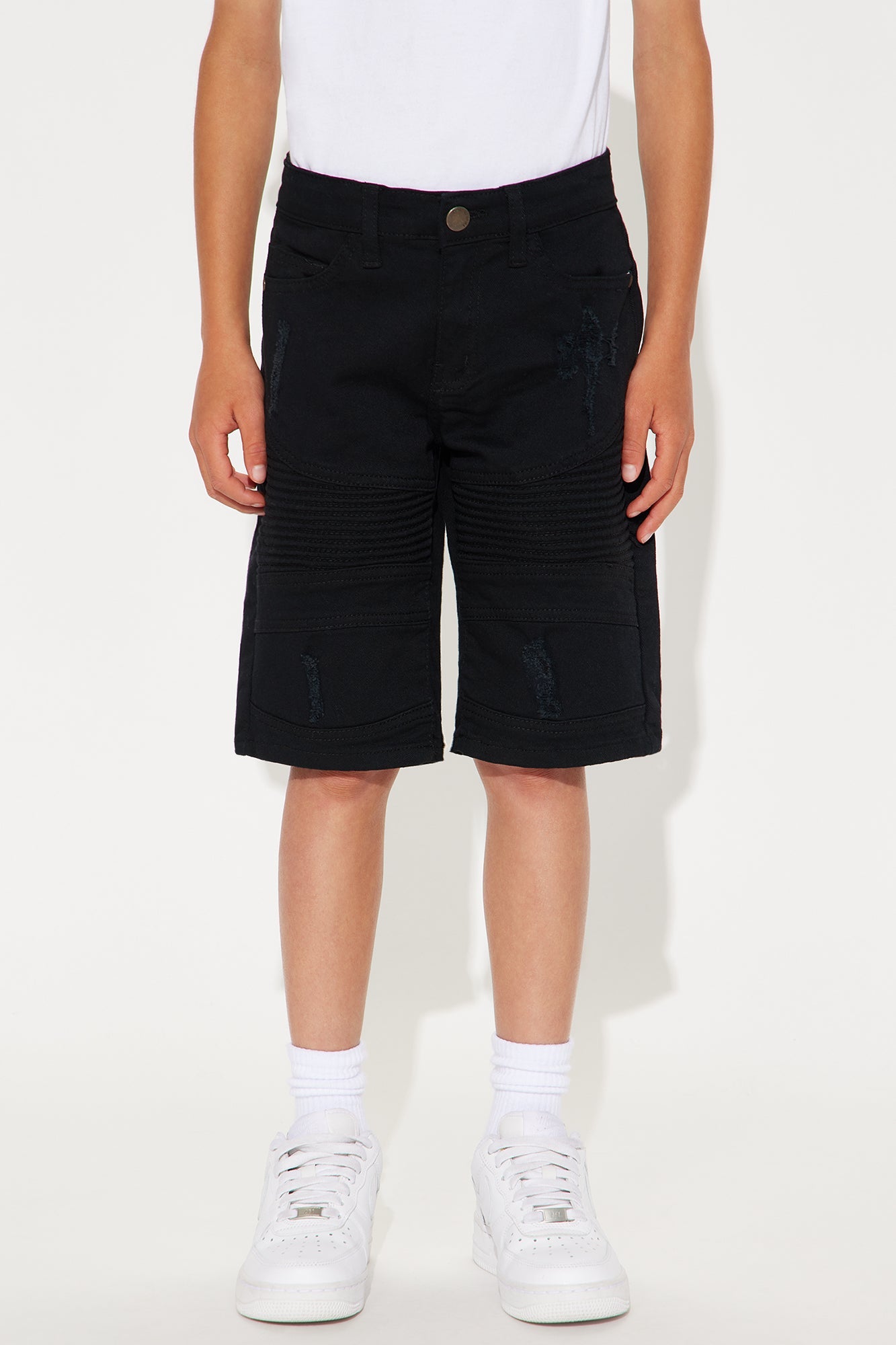 Mini Stay Consistent Moto Shorts - Black