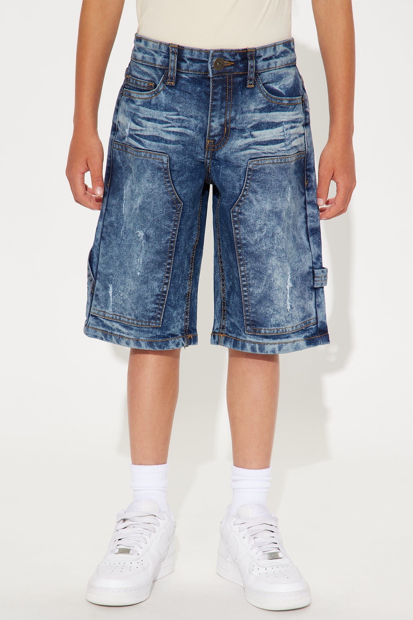 Mini He Can Do Anything Denim Shorts - Indigo