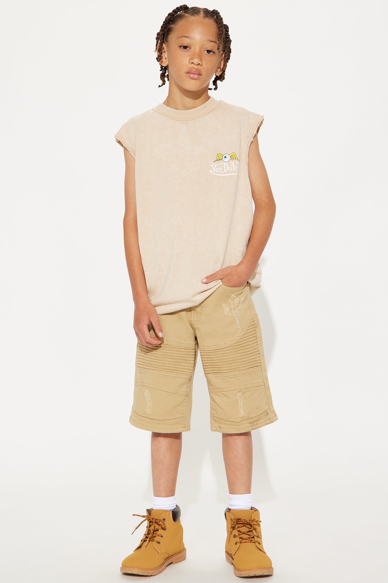 Mini Stay Consistent Moto Shorts - Khaki
